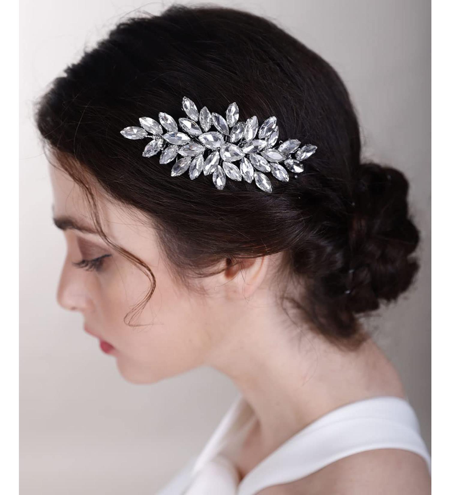 Chargances Crystal Bridal Hair Comb - Gold Wedding Rhinestone Hair Side Clip for Bride, Handmade Hair Accessory for Wedding & Prom - Buy Online on GoSupps.com