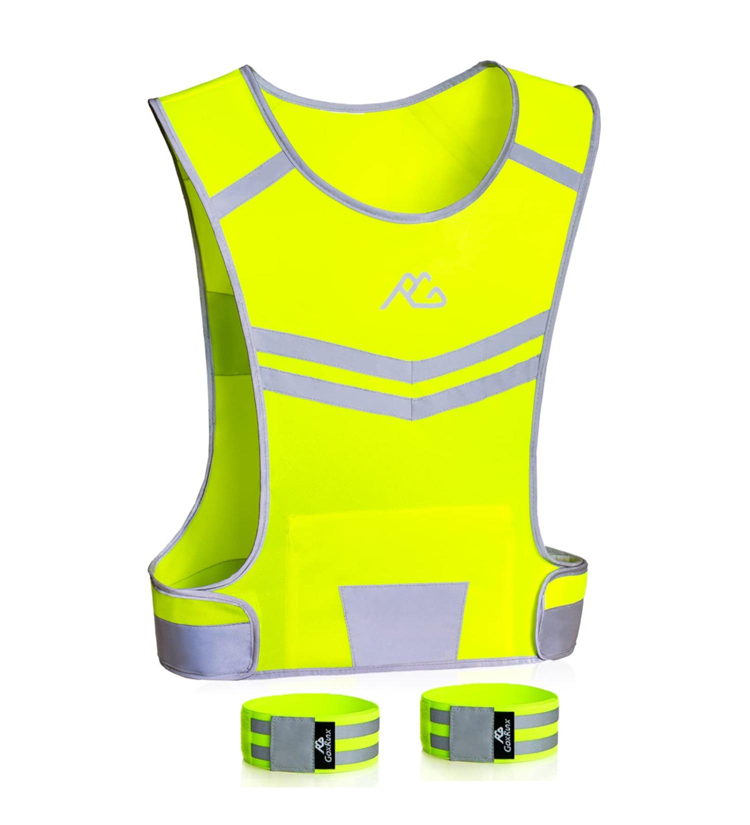 High Visibility Yellow Reflective Running Vest - GoxRunx Safety Gear for Night Running & Cycling - Medium Size - Buy Online on GoSupps.com