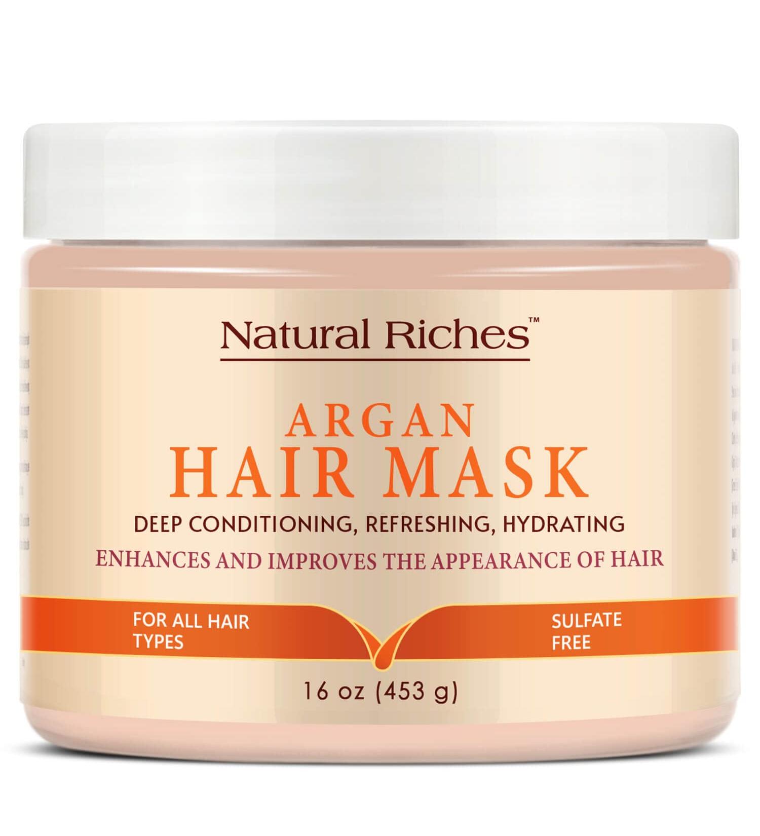 Natural Riches Hydrating Argan Oil Hair Mask - 16 oz | Moroccan Oil Mask for Moisturizing and Hydrating Hair - Buy Online on GoSupps.com