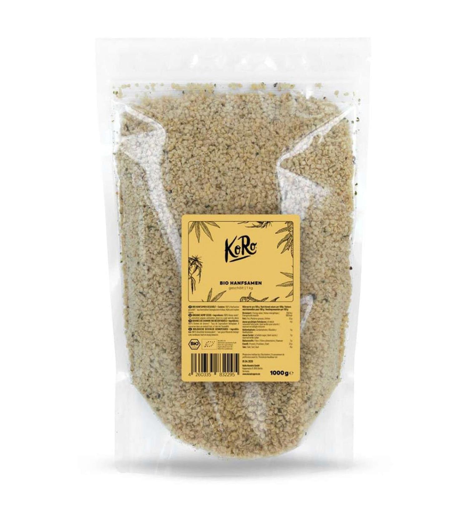 KoRo - Graines de chanvre bio d cortiqu es 1 kg - Sans additifs colorants et ar mes Vegan 1 kg (Lot de 1) - Buy Online on GoSupps.com