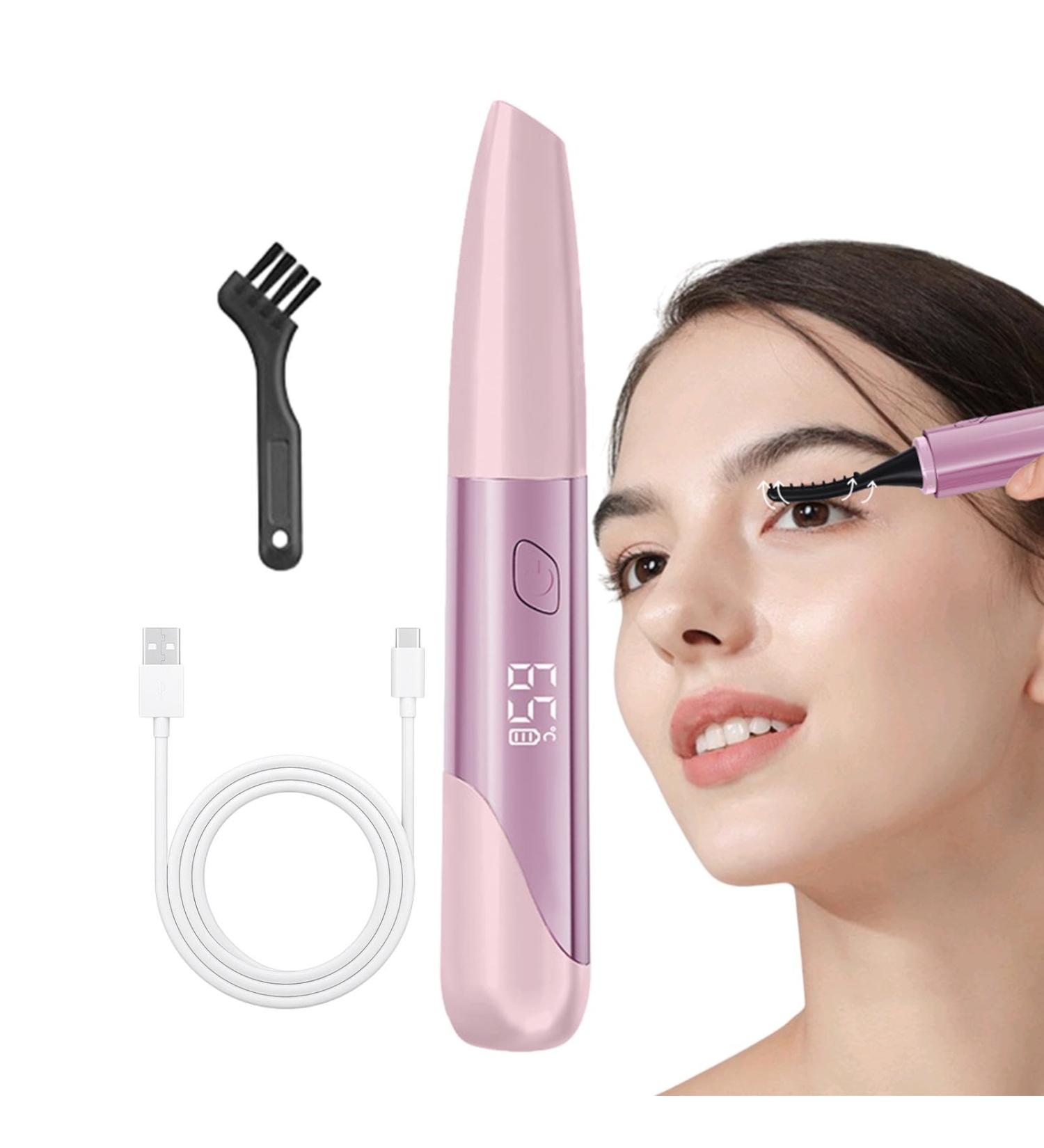 Eyelash Heat Curler - Naturally Curling Eye Lashes Wand with Type-C Charging Cable and Brush Lashes Heating Wand Long-Lasting 380mAh Battery for Women Pink - Buy Online on GoSupps.com