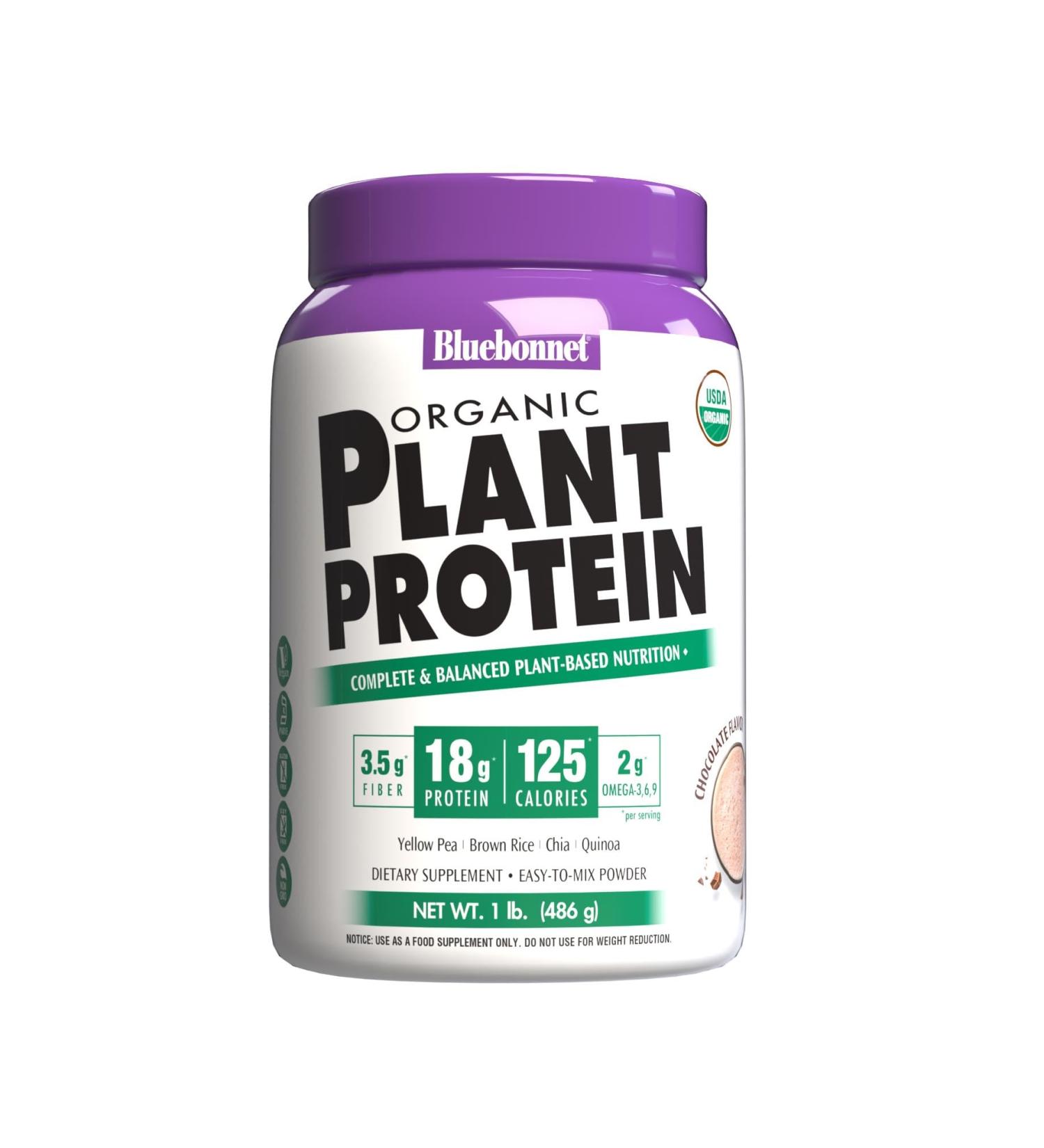 Buy Bluebonnet Nutrition Organic Plant Protein - 18g Protein Vegan Non-GMO Gluten-Free Chocolate Flavor - 1 LB - Buy Online on GoSupps.com
