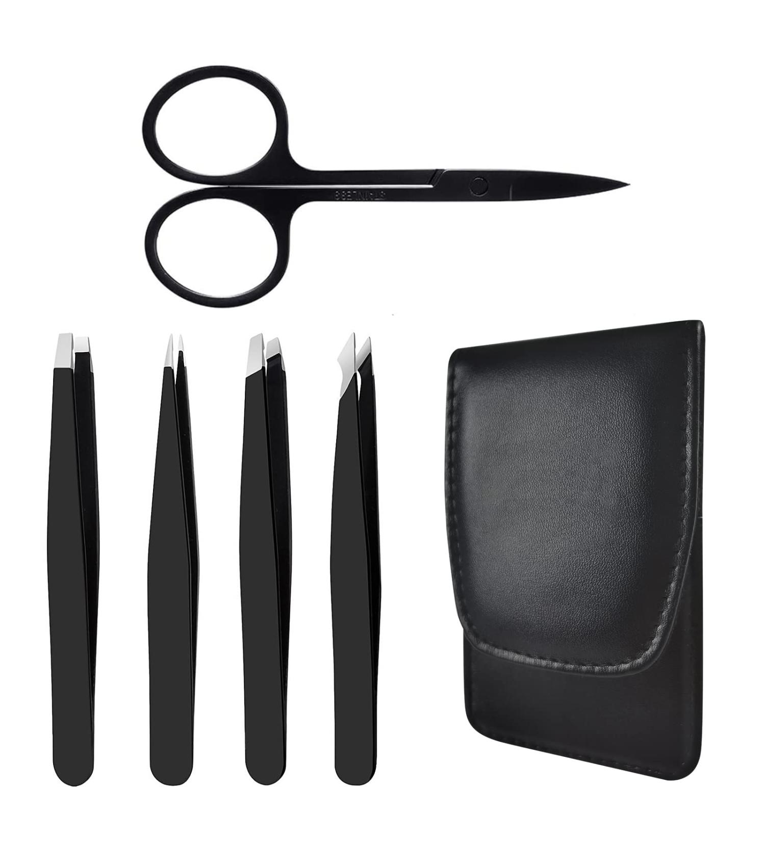 Eywrews 5-Piece Precision Tweezers Set for Eyebrows | High-Quality Sloping & Fine Point Tweezers & Scissors - Perfect for Perfectly Shaped Brows - Buy Online on GoSupps.com