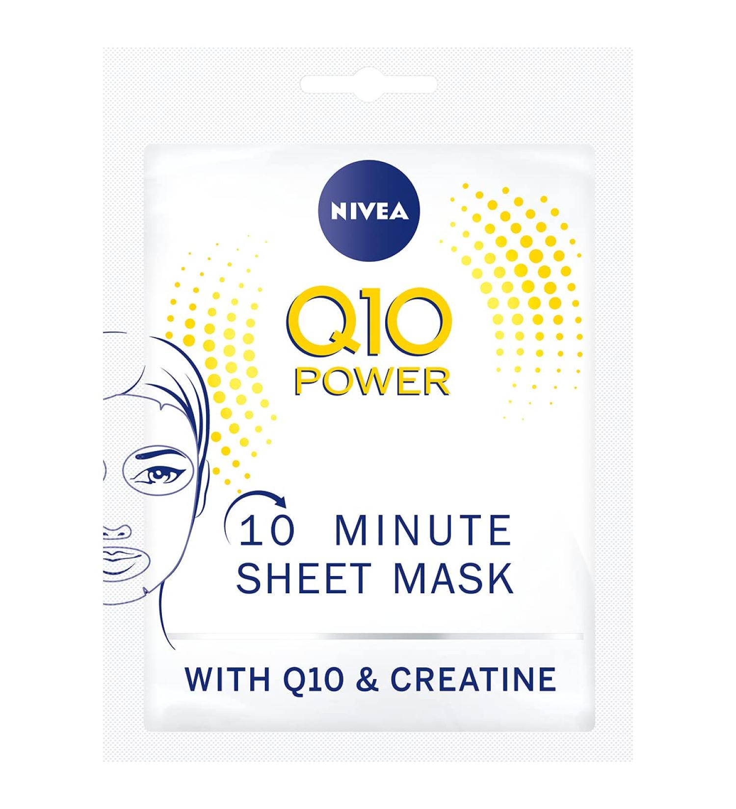 NIVEA Q10 Power Anti-Wrinkle + Firming Sheet Mask (1 Piece) Anti Ageing Moisturiser Mask Face Mask Sheet with Coenzyme Q10 10 Minute Anti Wrinkle Cream Mask - Buy Online on GoSupps.com