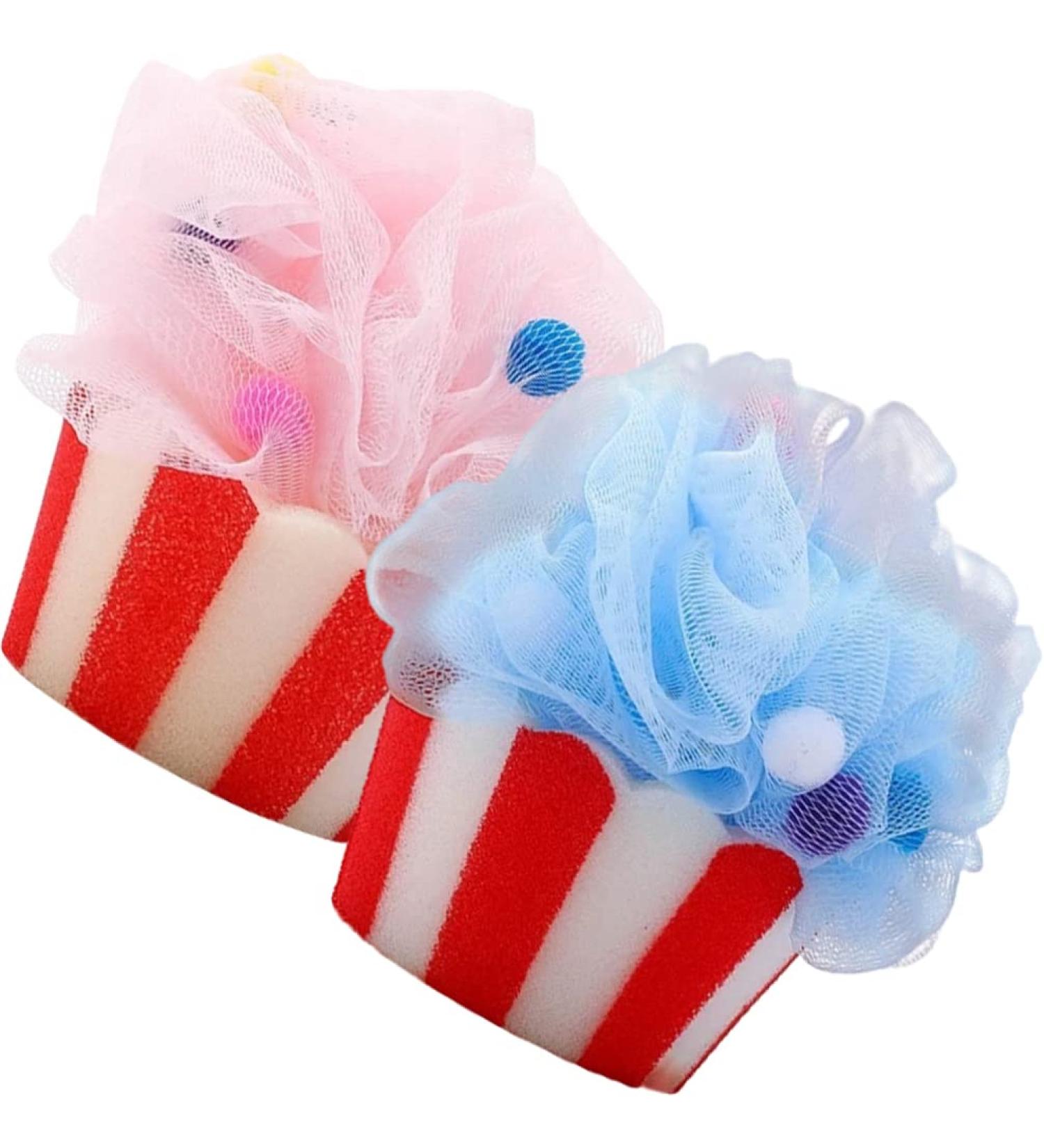 Beavorty 2pcs Cartoon Bath Ball & Sponge Set | Exfoliating Shower Pouf & Loofah for Kids & Travel - Buy Online on GoSupps.com