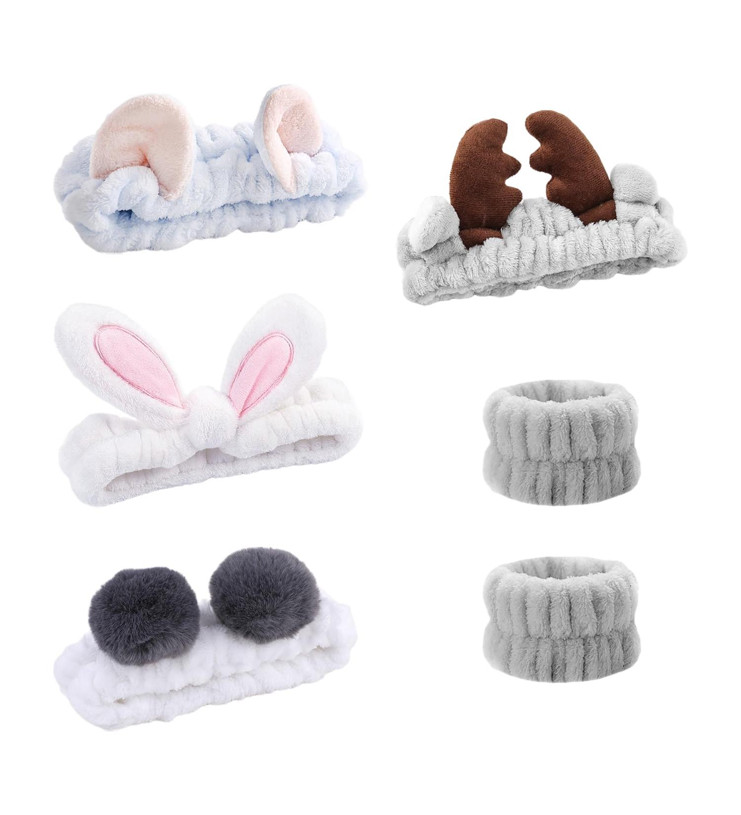 4-Piece Women's Headband Set Cute Cartoon Hairbands Elastic Hairbands Soft Hairbands Absorbent Headbands Suitable for Face Washing Makeup Facial Care and Bathing Etc. - Buy Online on GoSupps.com