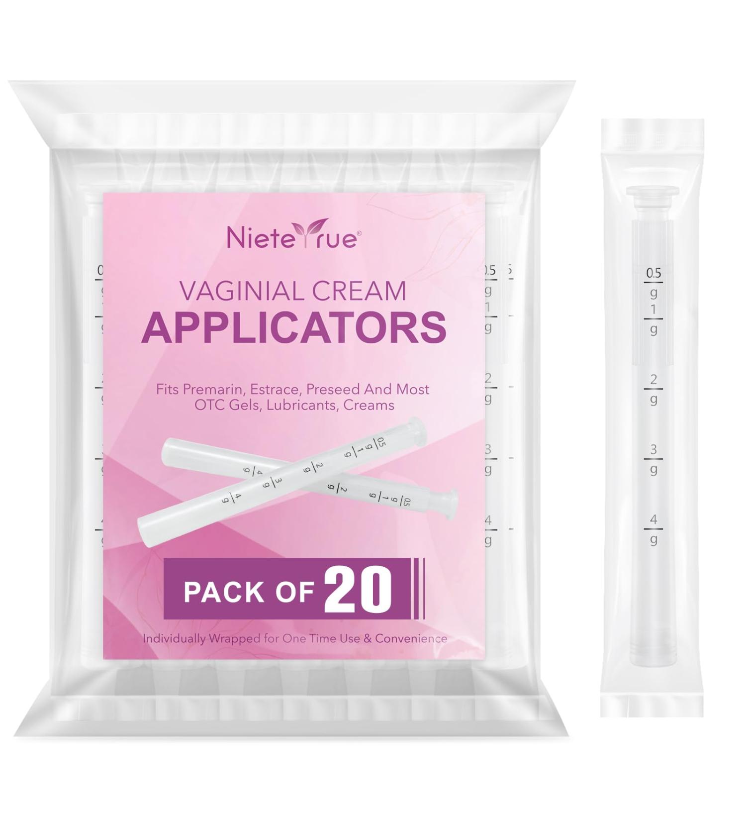 Updated Disposable Vaginal Cream Applicators - 20 Pack with Dosage Markings Hygienic & Individually Wrapped for Most Lubricants & Gels | Feminine Care Solutions - Buy Online on GoSupps.com