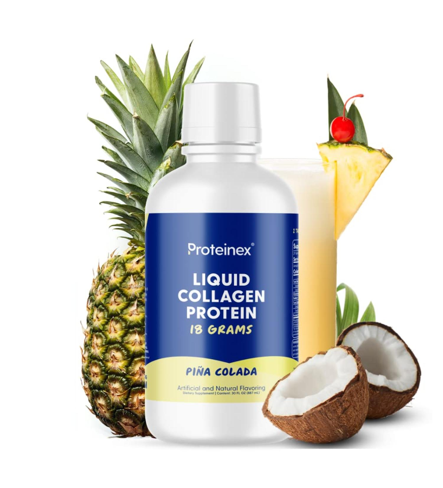 Proteinex Liquid Collagen Protein Supports Muscle and Joints Recovery - Liquid Collagen for Women and Men for Healthy Skin  Hair and Nails - No Carbs Ready to Drink Protein Drink (Pina Colada) Pina Colada 30 Fl Oz (Pack of 1) - Buy Online on GoSupps.com