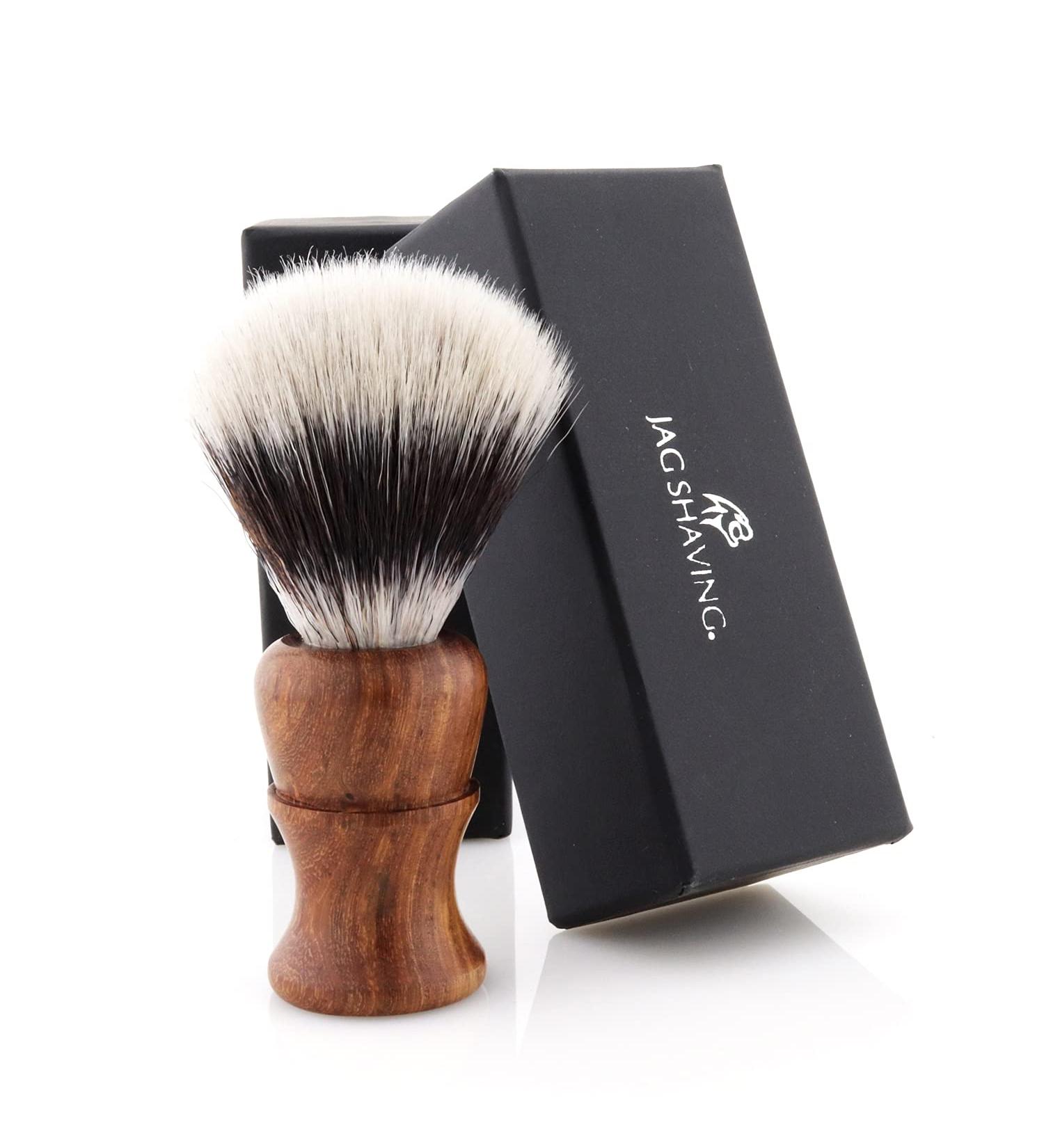 Jag Shaving Razor Brush - Sustainable Synthetic Silver Tip Brush with Noble Wooden Handle for Perfect Shaving - Buy Online on GoSupps.com