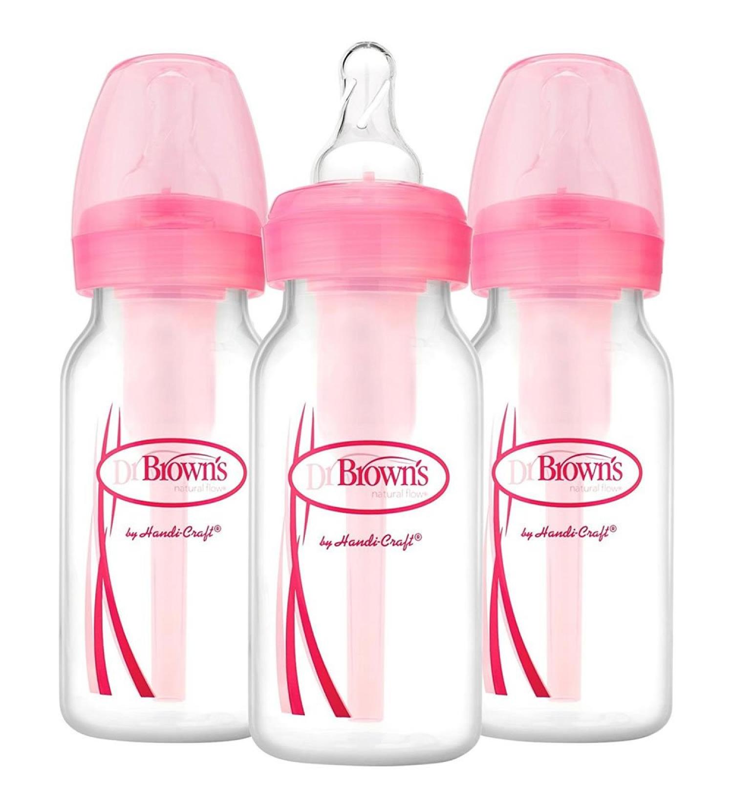Dr. Brown's Baby Bottle 4 Ounce 3-Count - Pink - Buy Online on GoSupps.com