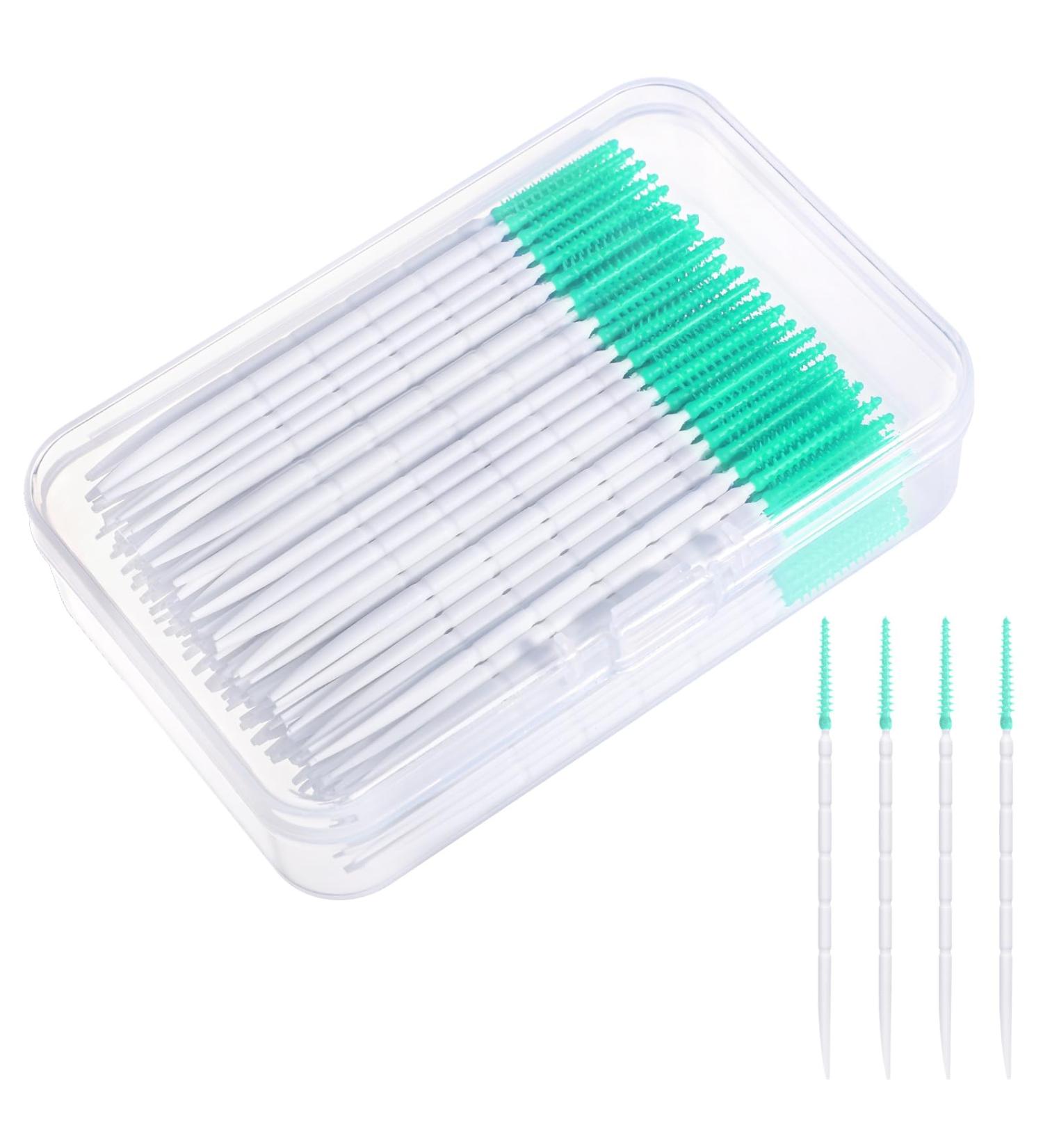 200 Interdental Brushes Set - Soft Silicone Dental Brushes with Box | Portable Tooth Floss Sticks for Gap Cleaning (Green) - Buy Online on GoSupps.com