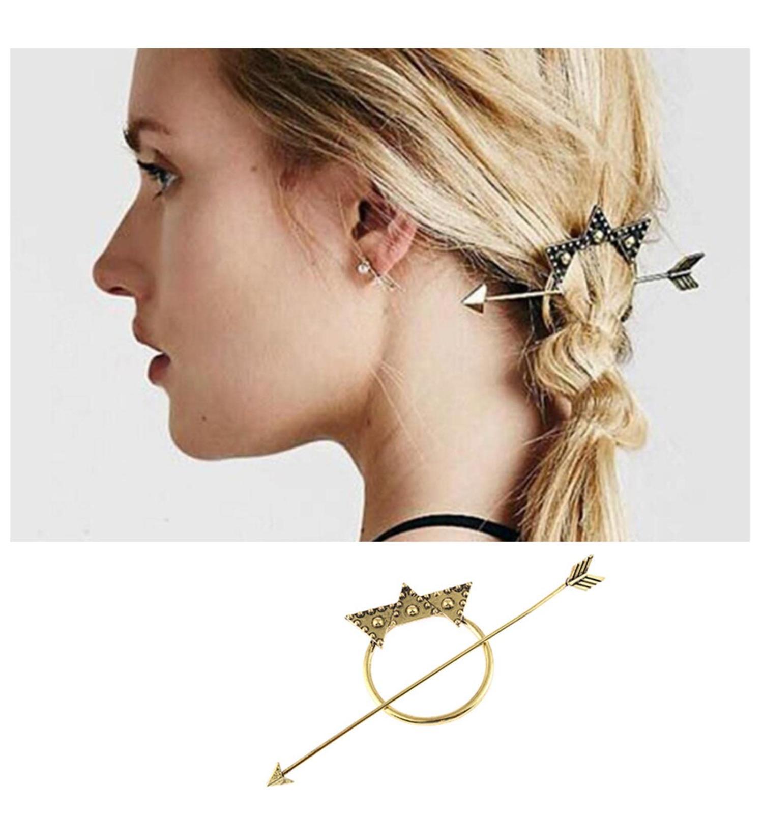 Yheakne Antique Arrow Circle Hair Clip Geometric Hair Clip Holder Pin Vintage Hair Clip Bun Holder Alloy Hair Clip Metal Decorative Hair Accessories for Women and Girls (Gold) Gold Silver - Buy Online on GoSupps.com