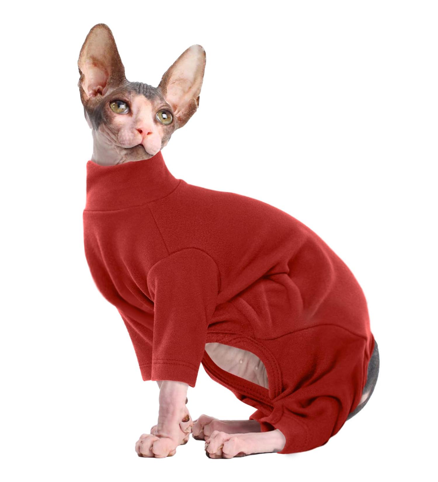 Hjyokuso Sphynx Cat Clothing | Breathable Soft Cat Sweater & Warm Catwear for Sphynx Cornish Rex Devon Rex Peterbald - XL Red - Buy Online on GoSupps.com