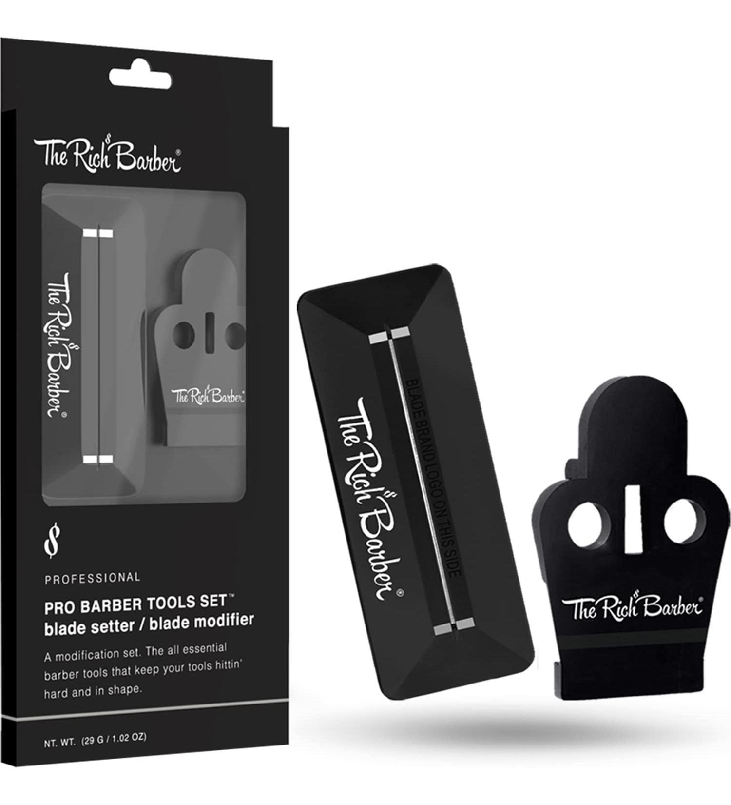 The Rich Barber 1 Minute Blade Modifier & 10 Second Blade Setter - Black Zero Gap Tool for Cleaner Fades & Sharper Lines - Compatible with Andis Outliners - Buy Online on GoSupps.com