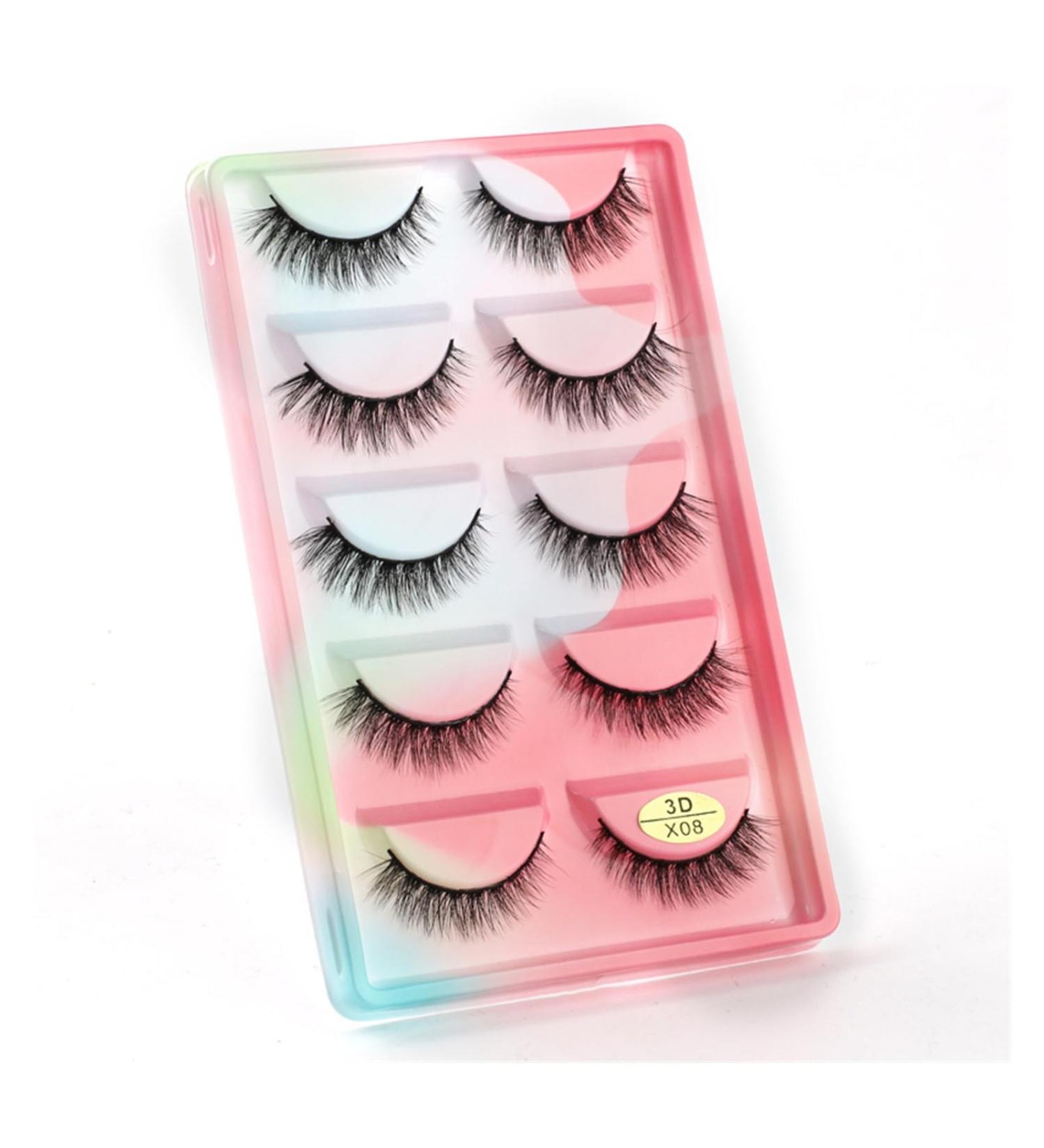 UAMOU 10/50/100 Boxes Mink Eyelashes Fluffy 3D Mink Lashes Makeup Natural Long Volume False Eyelashes Bulk Faux Cils Custom Cheerfully (Color : 5 Pairs X08CS Size : 10 Boxes) - Buy Online on GoSupps.com