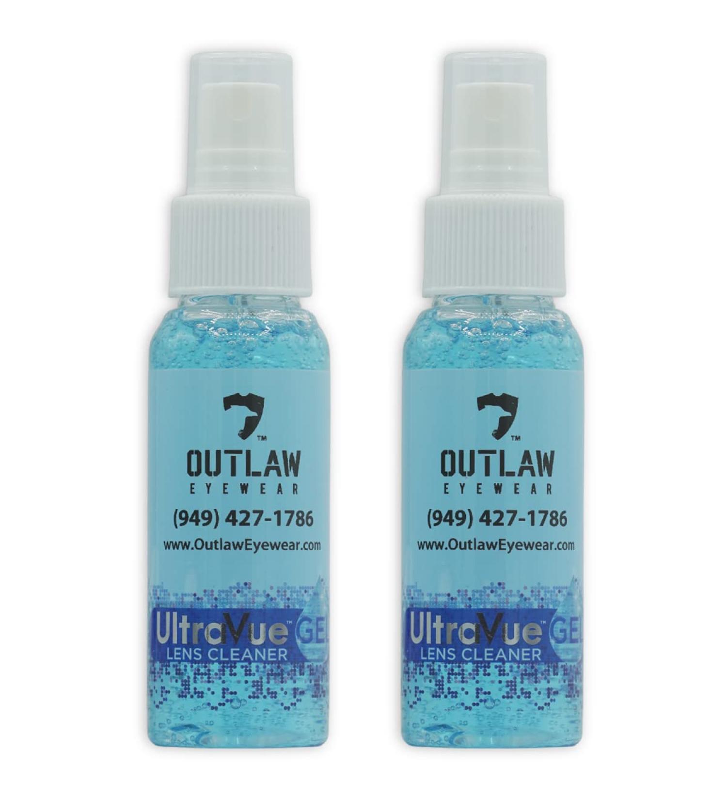 OUTLAW TACTICAL Lens Cleaner Spray for Crystal Clear Lenses - 2 Pack High Performance Tactical Eyeglass Cleaner Gel - Streak Free Glasses Cleaner Spray for Sunglasses and Prescription Glasses - Made in USA 2 Fl Oz 2 Pack