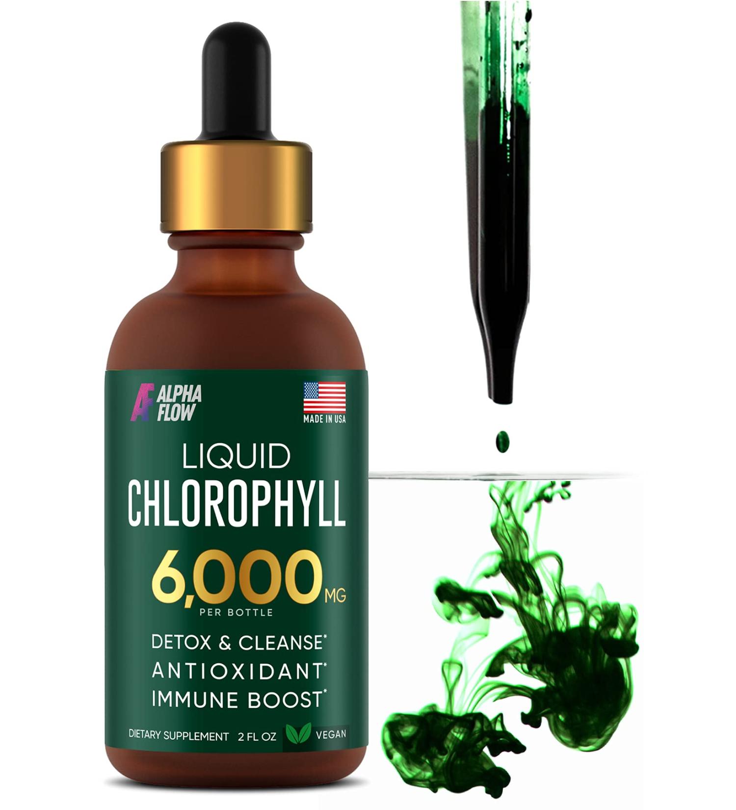 Premium Chlorophyll Liquid Drops 6000mg - Immune Boost, Energy Increase, Digestion Support, Fast Detox - Non-GMO, Vegan - Buy Online on GoSupps.com
