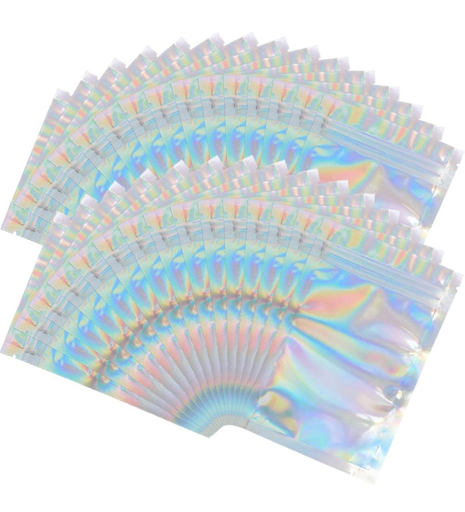 Holographic Resealable Bags - 100 Pack 4x6 Smell Proof Foil Ziplock Pouches for Food Storage & Party Favors - Buy Online on GoSupps.com