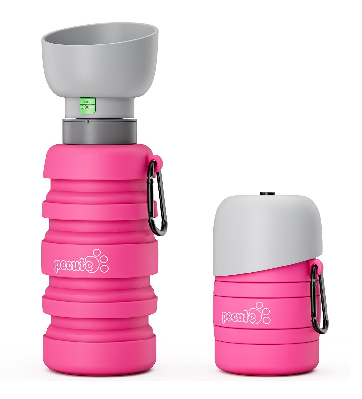 Pecute Dog Water Bottle - Foldable Safe & Non-Toxic 850ml for Dogs | Perfect for Outdoor Activities Training & Travel - Pink XL - Buy Online on GoSupps.com