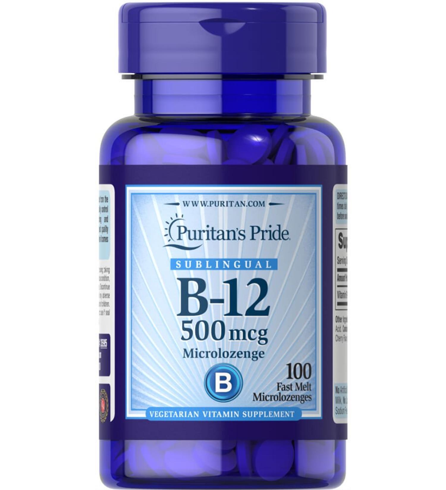 Puritan's Pride Vitamin B-12 500 mcg Sublingual-100 Microlozenges