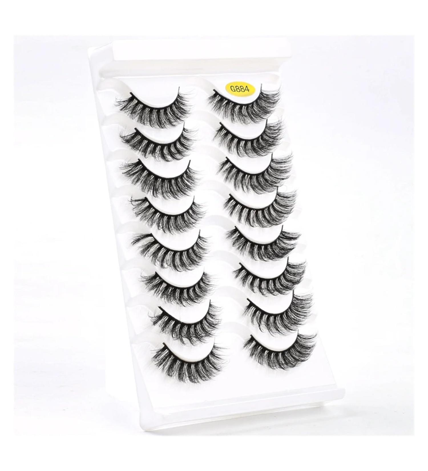 UAMOU 5/50 Boxes Russian Strip Lashes DD Curl Lashes 8 pairs 3D Mink Eyelashes Natural Fluffy False Eyelashes Extension Cheerfully (Color : 8Pairs G884 Size : 50 Boxes) - Buy Online on GoSupps.com