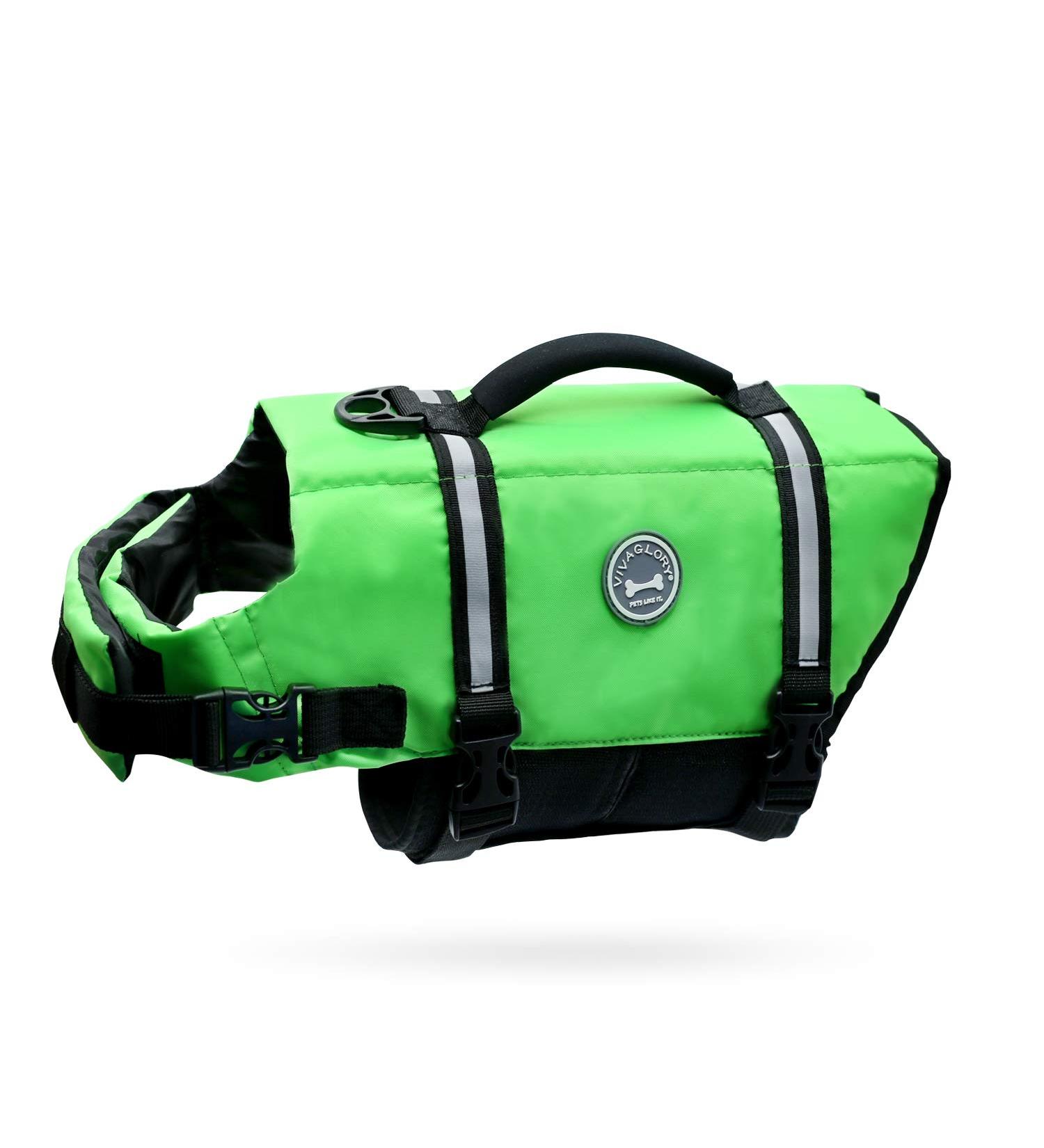 Vivaglory Ripstop Dog Rescue Vest - Small/Medium Buoyancy & Visibility - Neon Green (Chest 43-53cm) for Safe Boating Adventures - Buy Online on GoSupps.com