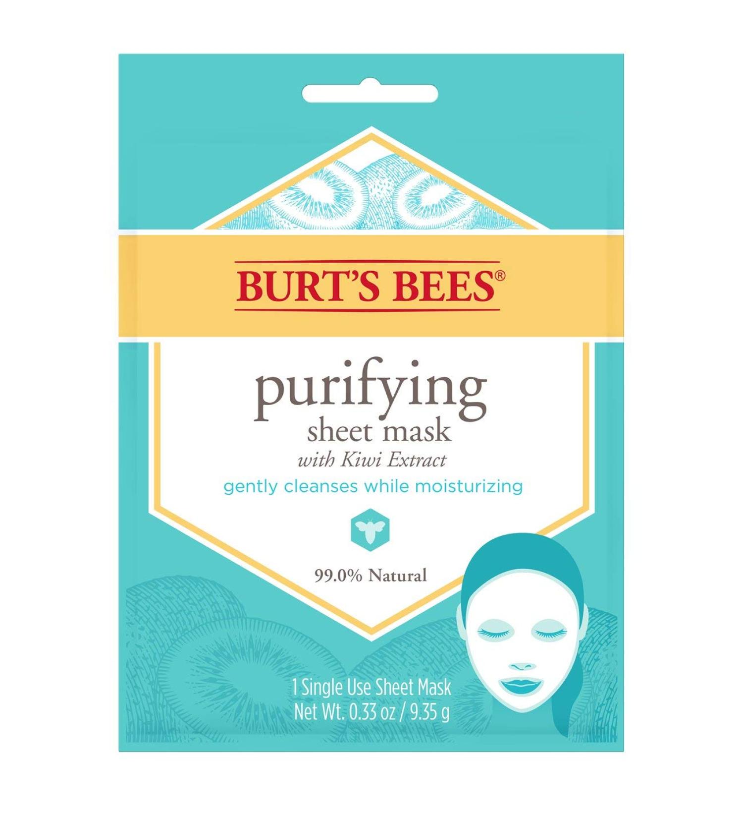 Burt's Bees Purifying Sheet Mask with Kiwi Extract 0.33 oz - Natural Skincare - Buy Online on GoSupps.com