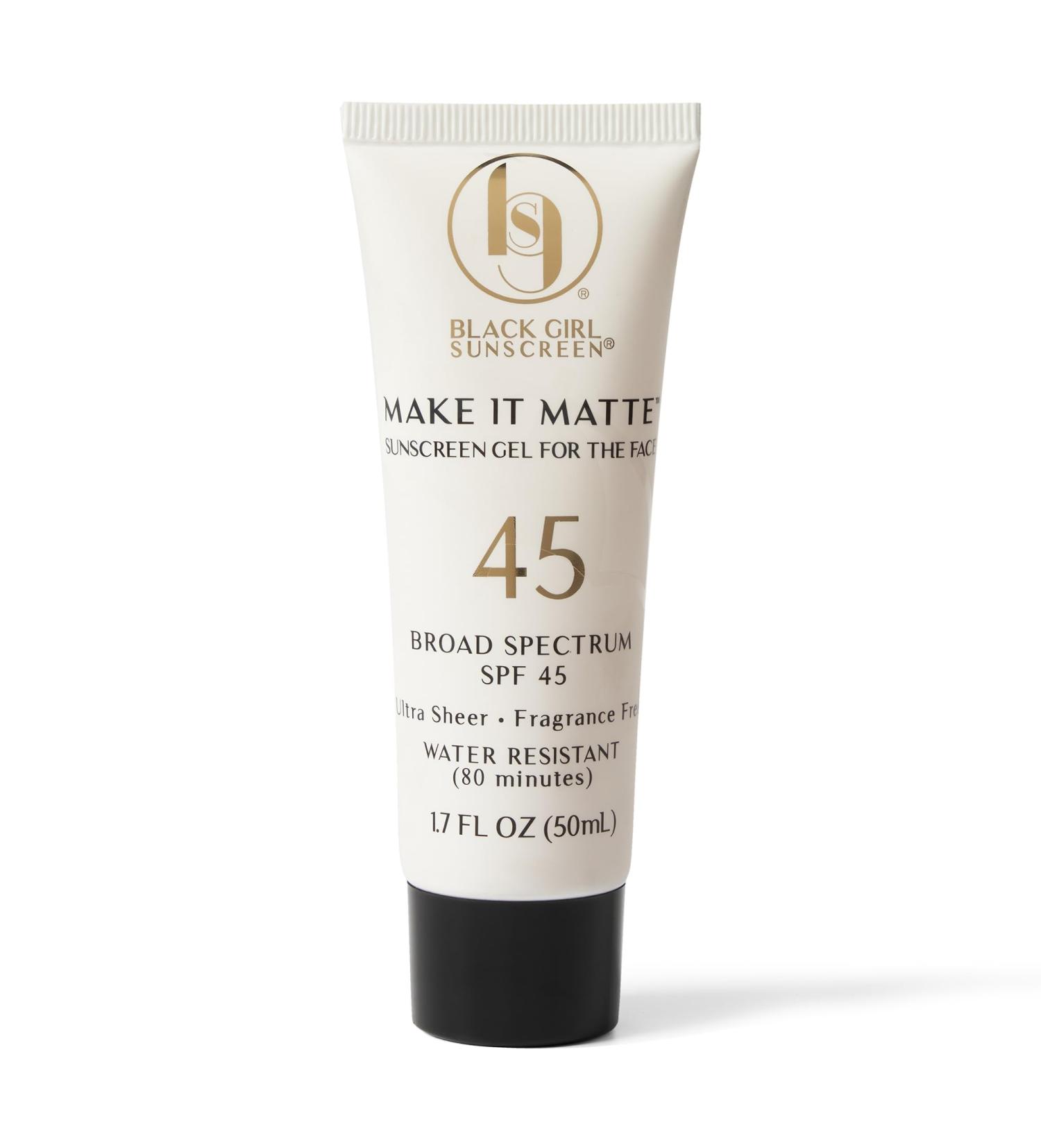 Black Girl Sunscreen Make it Matte SPF 45 Gel Sunscreen for Face - SPF 45 Sun Protection for Skin Travel Size Water Resistant Wear Under Makeup No White Cast for Melanin Rich Skin - 1.7 fl oz - Buy Online on GoSupps.com