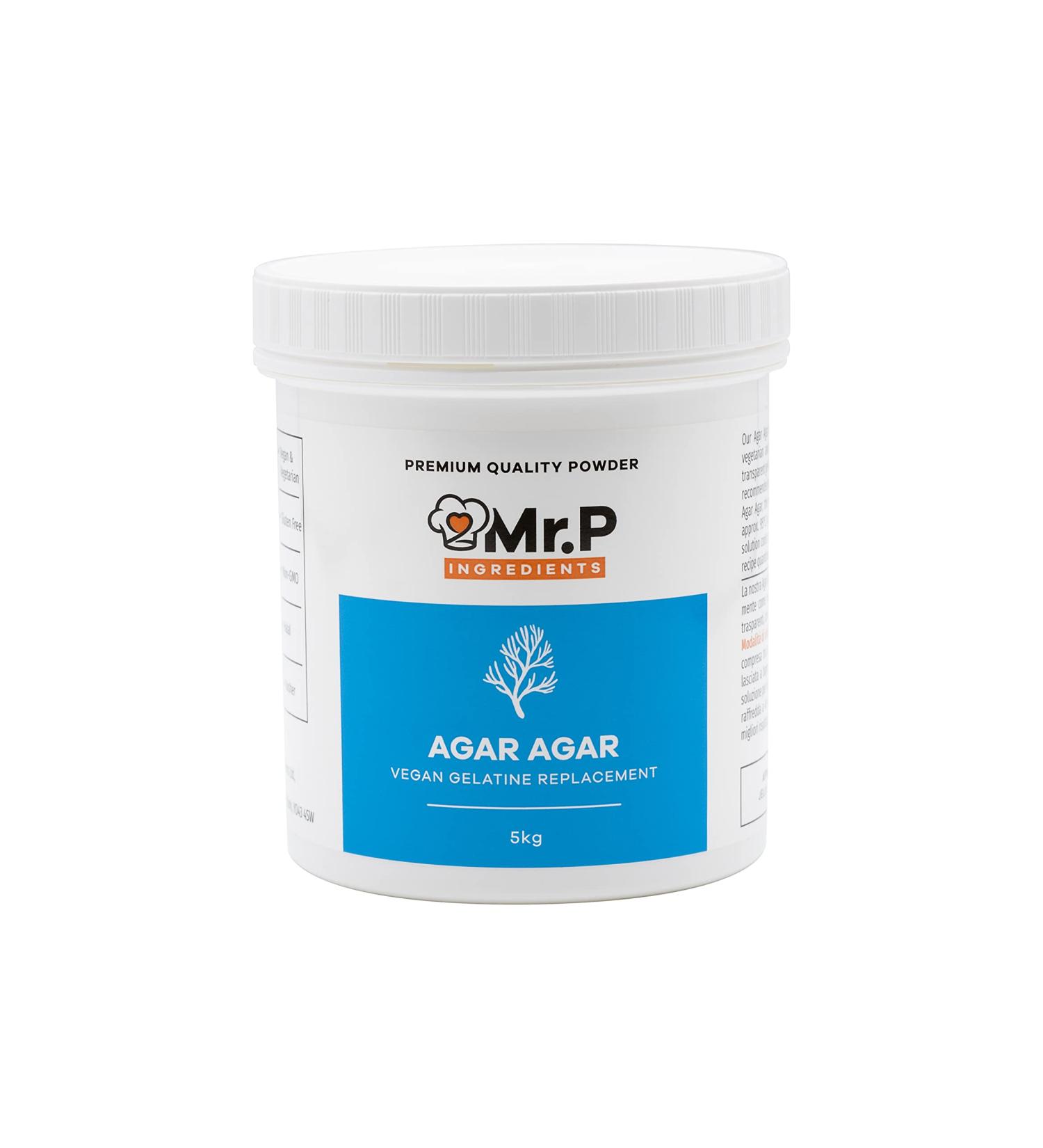 Agar Agar 5 kg Powder - Vegan Gelatine Replacement for Jelly, Mousse & Molecular Gastronomy | Gelling Agent - Vegan, Vegetarian, Halal, Kosher, Non-GMO | Recyclable Pot | 5.00 kg (Pack of 1) - Buy Online on GoSupps.com