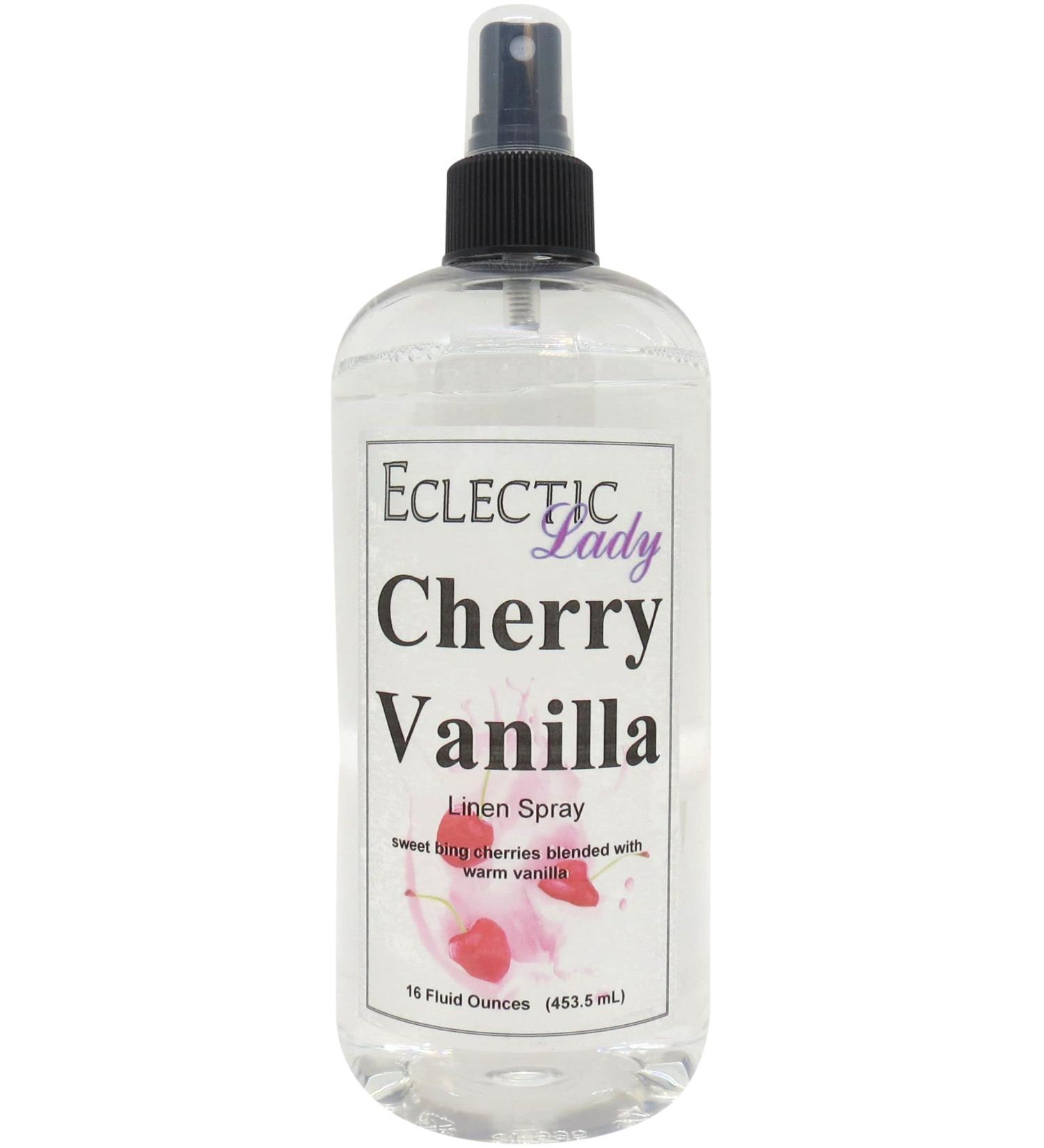 Cherry Vanilla Linen Spray (Double Strength) 16 ounces - Eclectic Lady Sheet and Linen Spray - No Artificial Colors Parabens or Preservatives - Long-Lasting Scent for Bed Fabric & Pillow 16 Fluid Ounces (Double Strength) - Buy Online on GoSupps.com