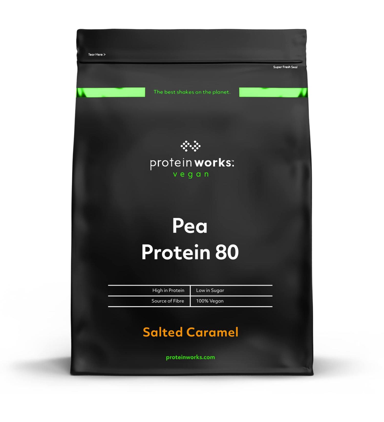 Pea Protein Isolate Powder | 100% Plant-Based & Natural | Gluten Free | Salted Caramel Flavor | 500g - Buy Online on GoSupps.com