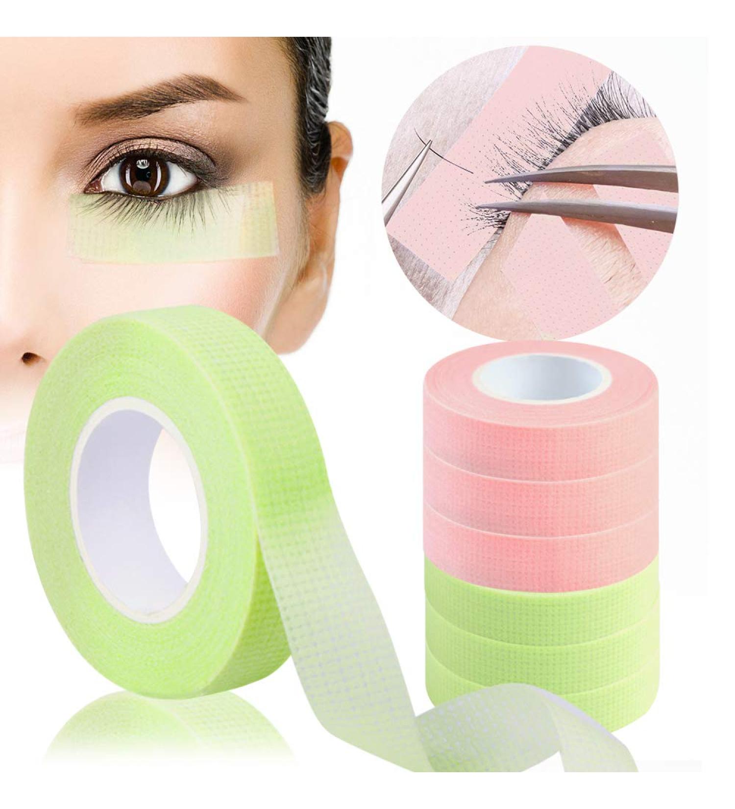 Lorvain Eyelash Tape Green Pink - 6 Rolls Micropore Fabric Adhesive for Eyelash Extensions, 1/2'' x 10 Yards, Breathable - Pack of 1 - Buy Online on GoSupps.com