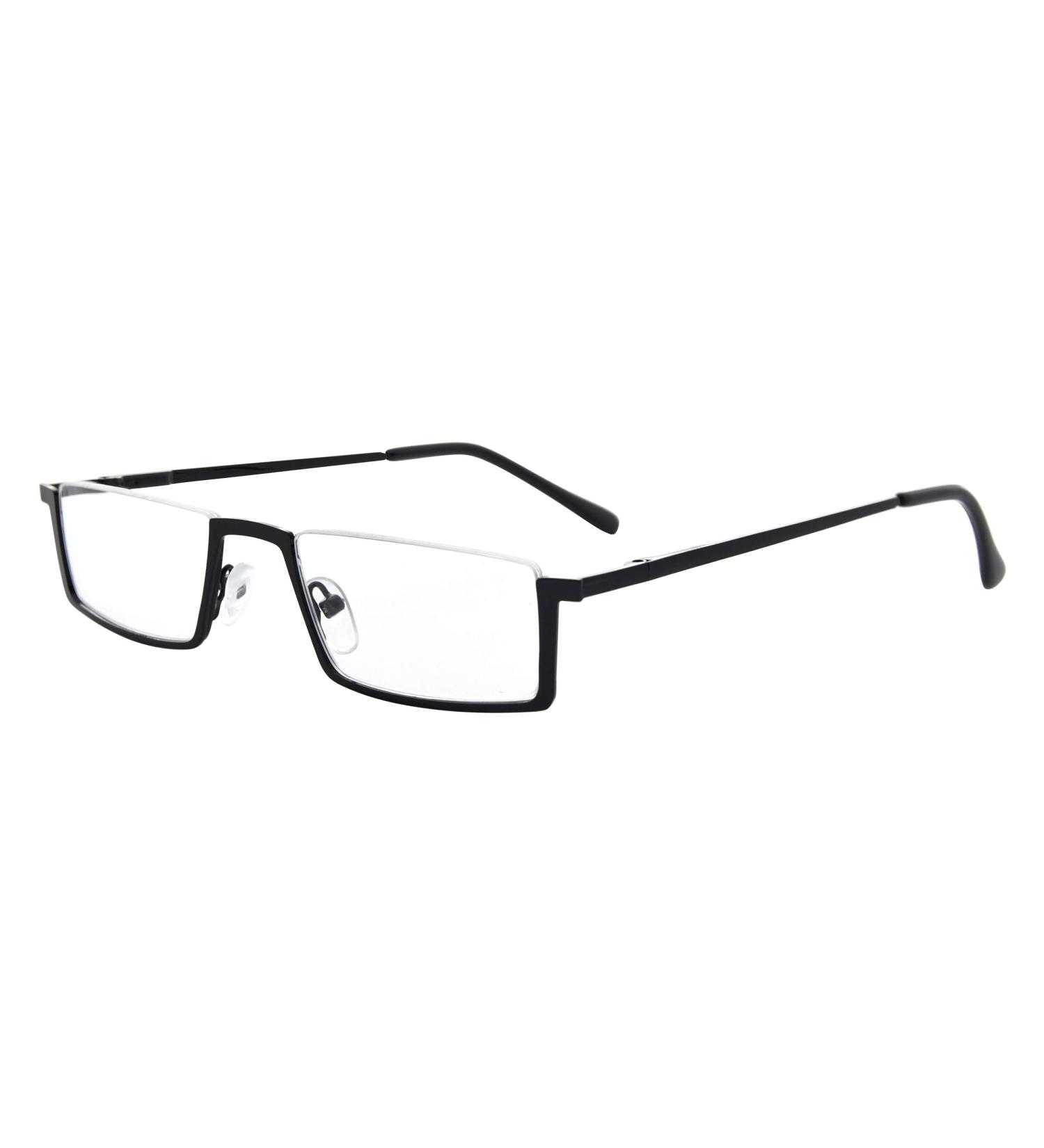 Eyekepper Quality Metal Half Rim Reading Glasses - Black +1.25 | Stylish Spring Hinge Specs for Comfortable Reading - Ship Worldwide - Buy Online on GoSupps.com