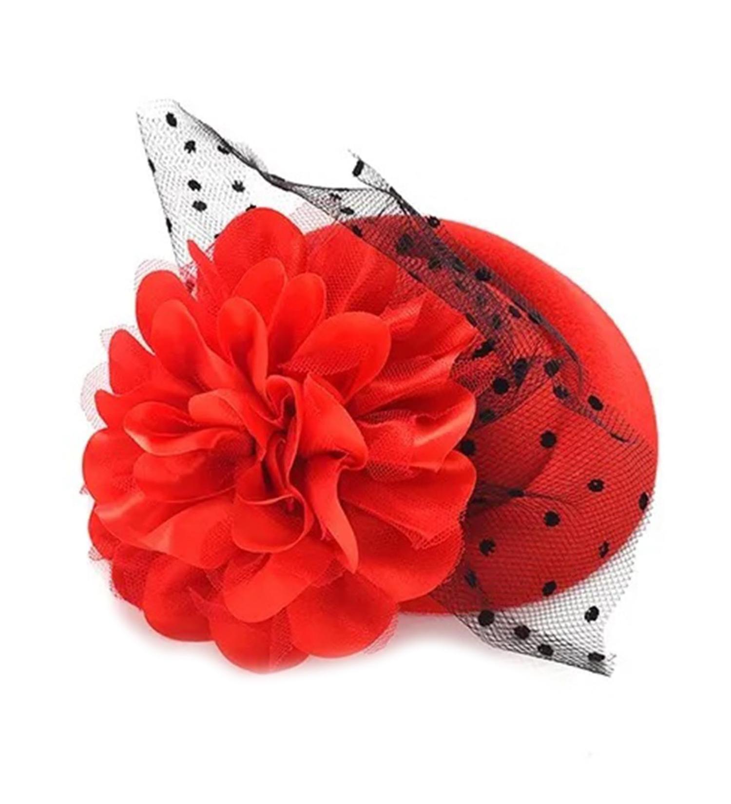 amangul Teenagers Hair Clip with Flower Decor Top Hat Shape Hairpin Colorful Hair Clip for Taking Photo Hairpins for Woman Girl(Red) - Buy Online on GoSupps.com