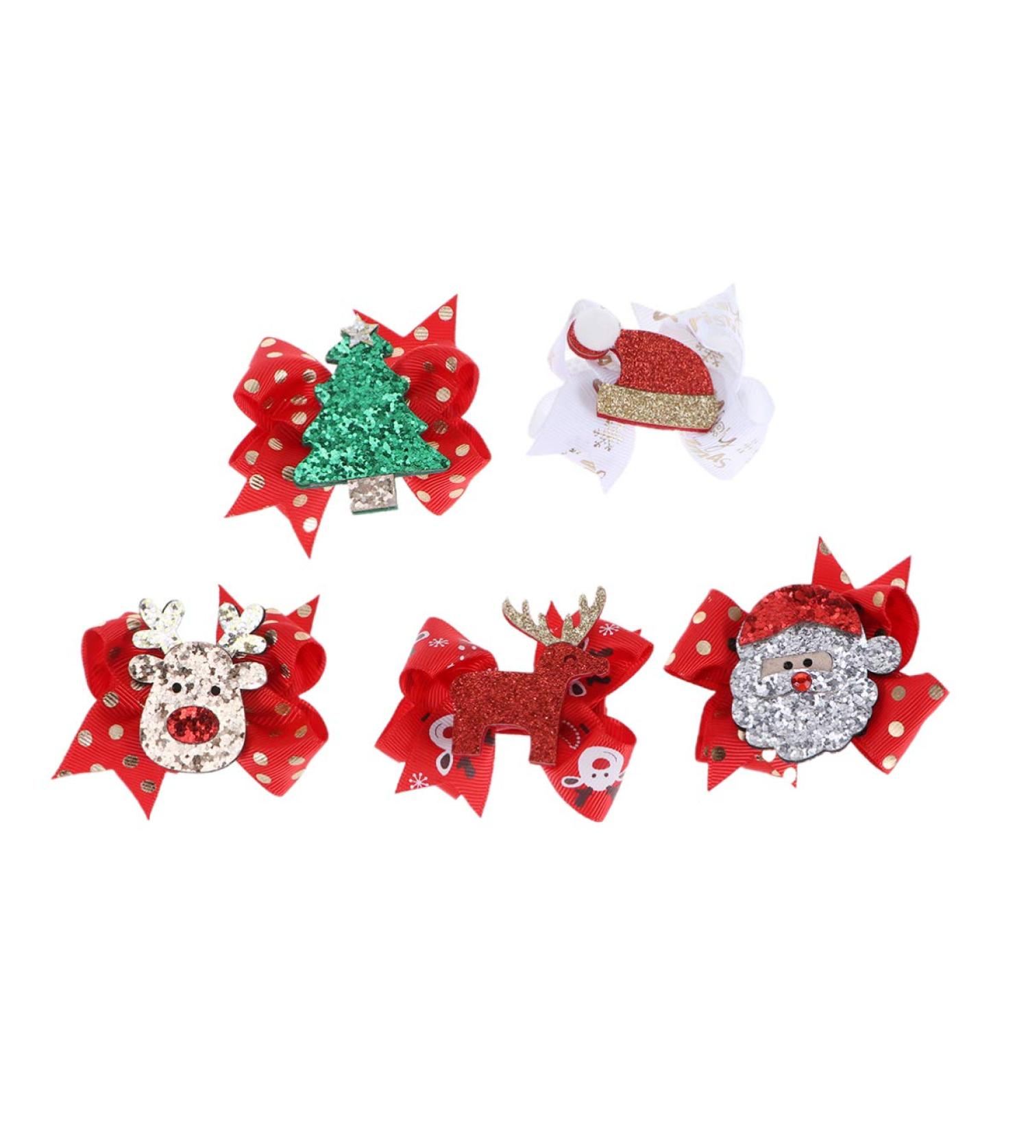 Lurrose Christmas Bow Hair Clip Set - Festive Elk Hairpin for Girls, 5pcs - Buy Online on GoSupps.com