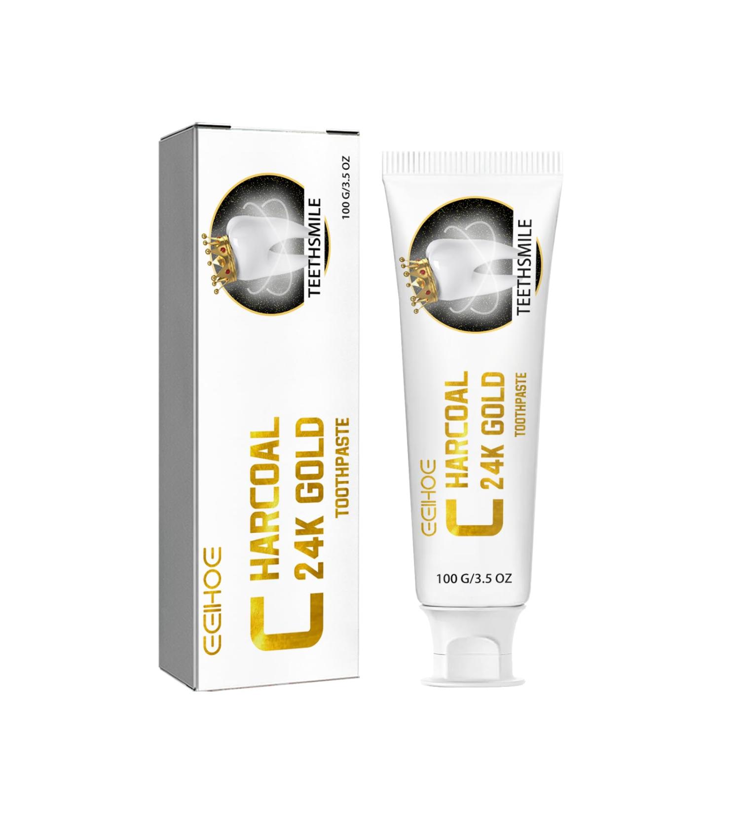 Charcoal and Gold Toothpaste with Natural Bamboo Extract Gently Polishing Formula for Stain Removal Freshens Breath and Strengthens Enamel Peppermint 3.5 OZ - Buy Online on GoSupps.com