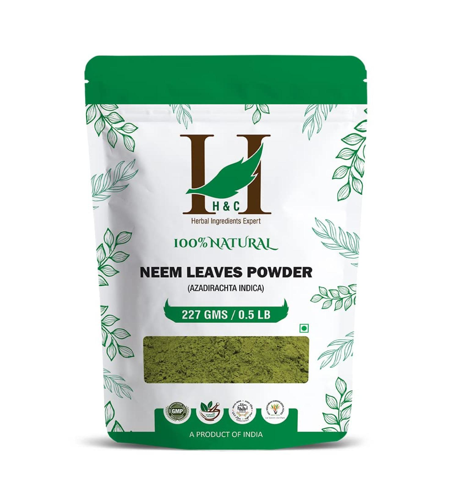 Organic Neem Leaves Powder 227g - Pure and Natural (1/2 lb) | H&C - Buy Online on GoSupps.com