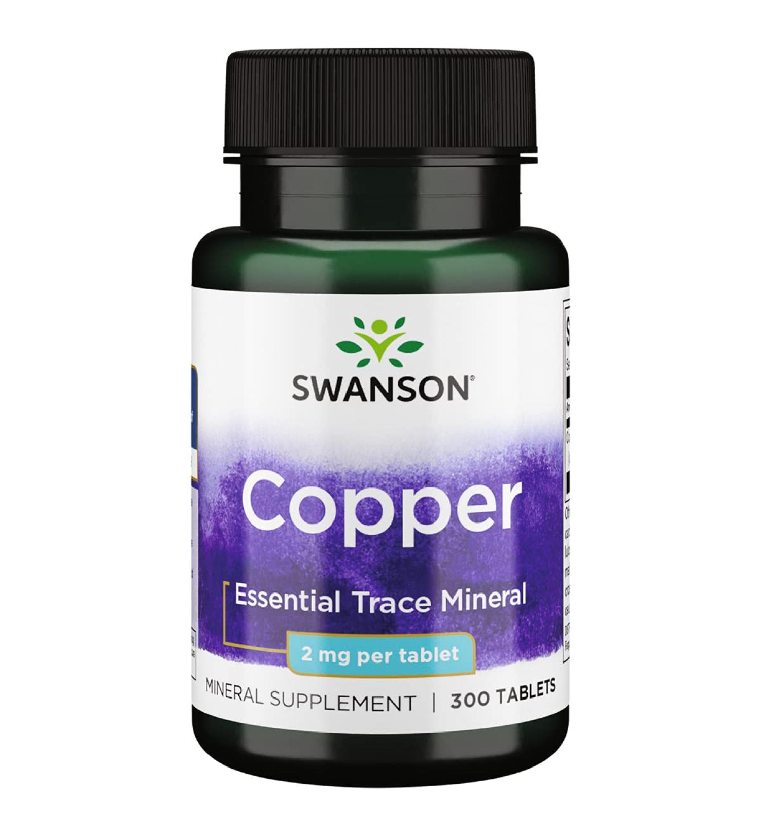 Swanson Copper Chelate 2 mg 300 Tabs - Antioxidant & Immune Support Supplement - Buy Online on GoSupps.com