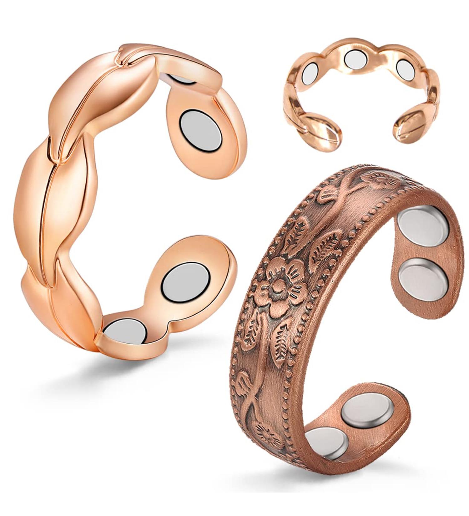 Cigmag 2PCS Copper Magnetic Rings for Women - Adjustable Solid Pure Copper - Gift Box Included - Valentine's Day Jewelry - Buy Online on GoSupps.com