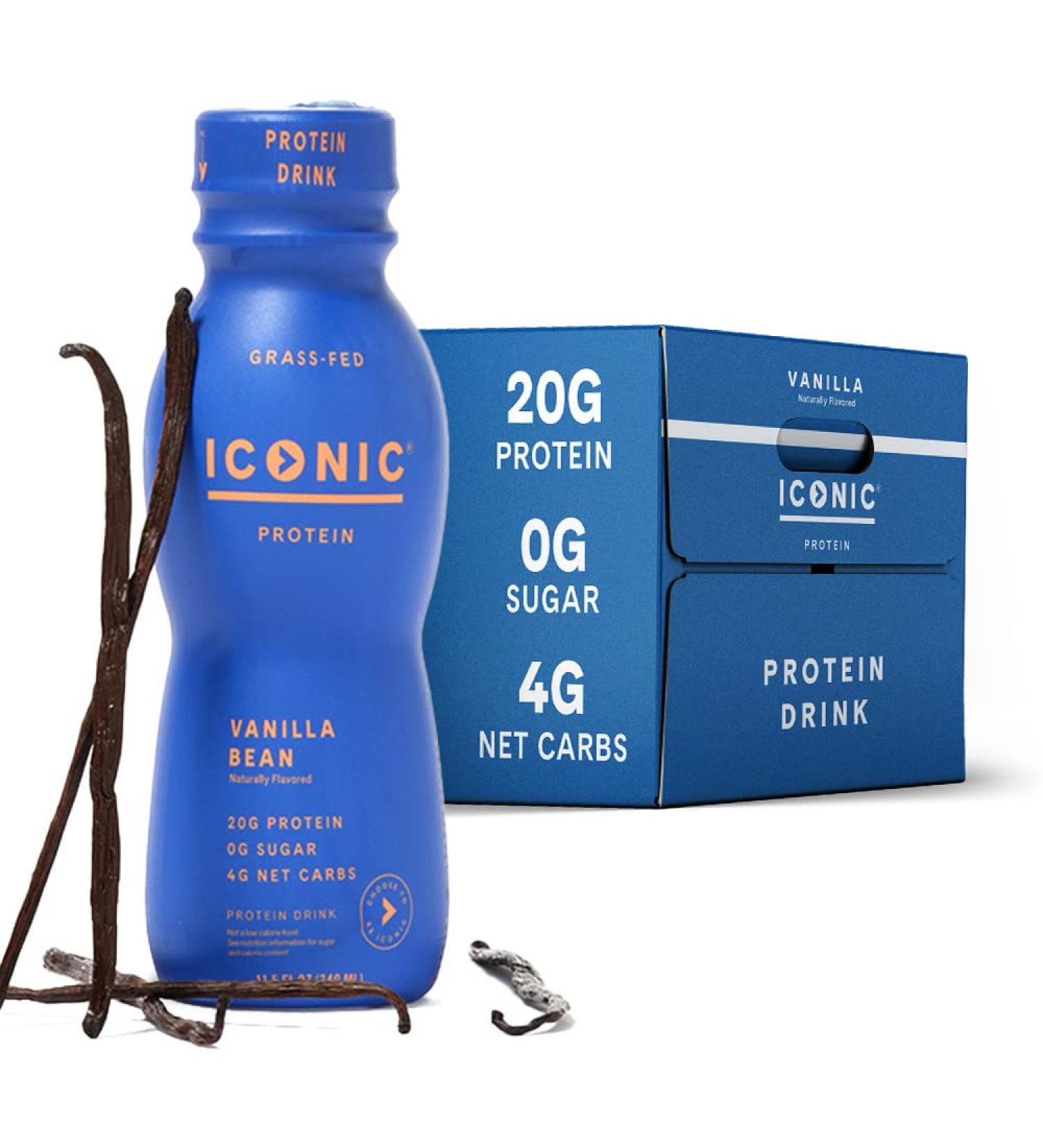 ICONIC Low Carb High Protein Bean Vanilla Drink - 11.5 Fl Oz (Pack of 12) | Healthy Nutritional Beverage - Buy Online on GoSupps.com