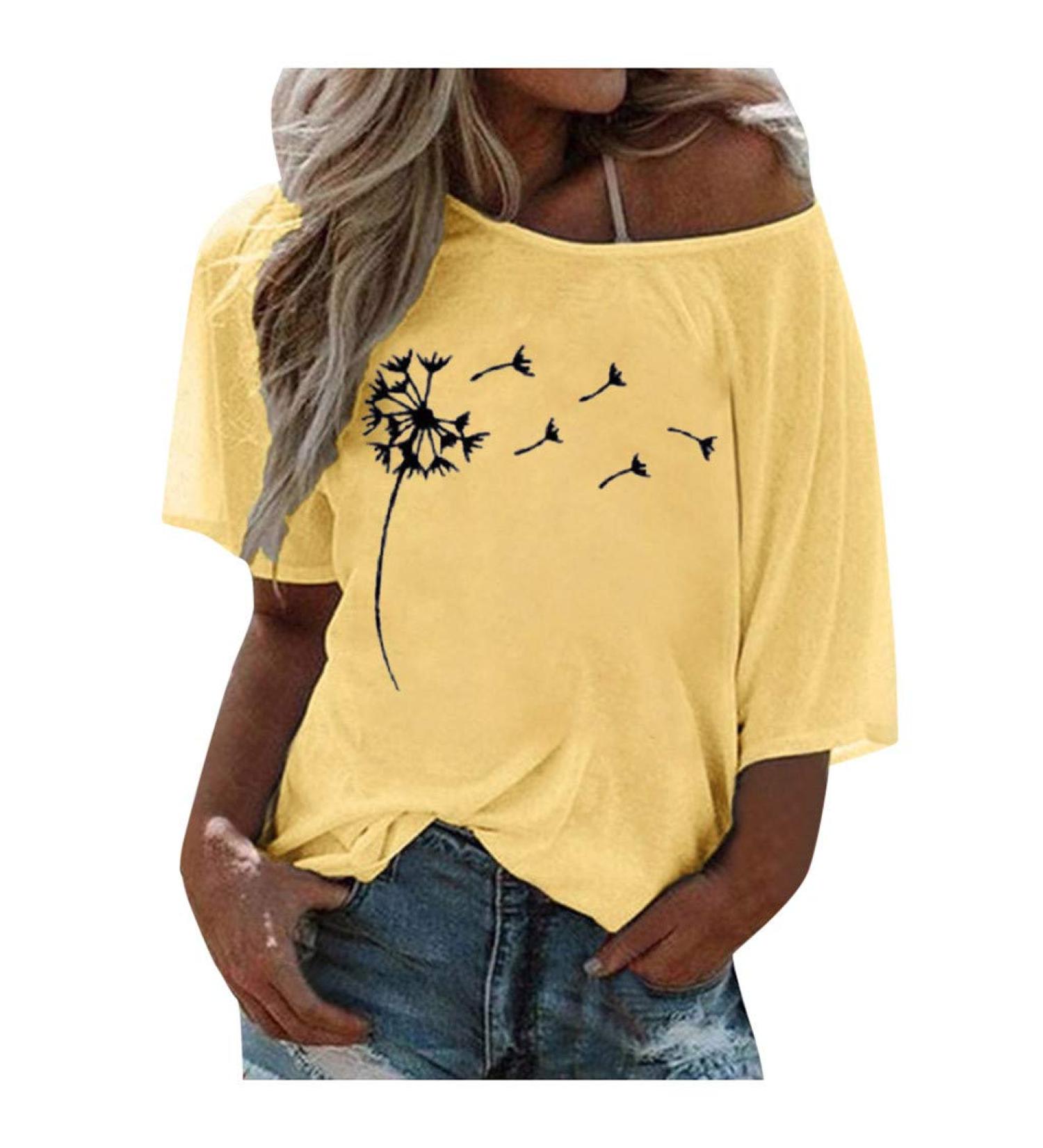 Shop Ppanguding Women's Off Shoulder Rainbow Summer T-Shirt - Trendy Graphic Blouse Low Tops in Yellow - Buy Online on GoSupps.com