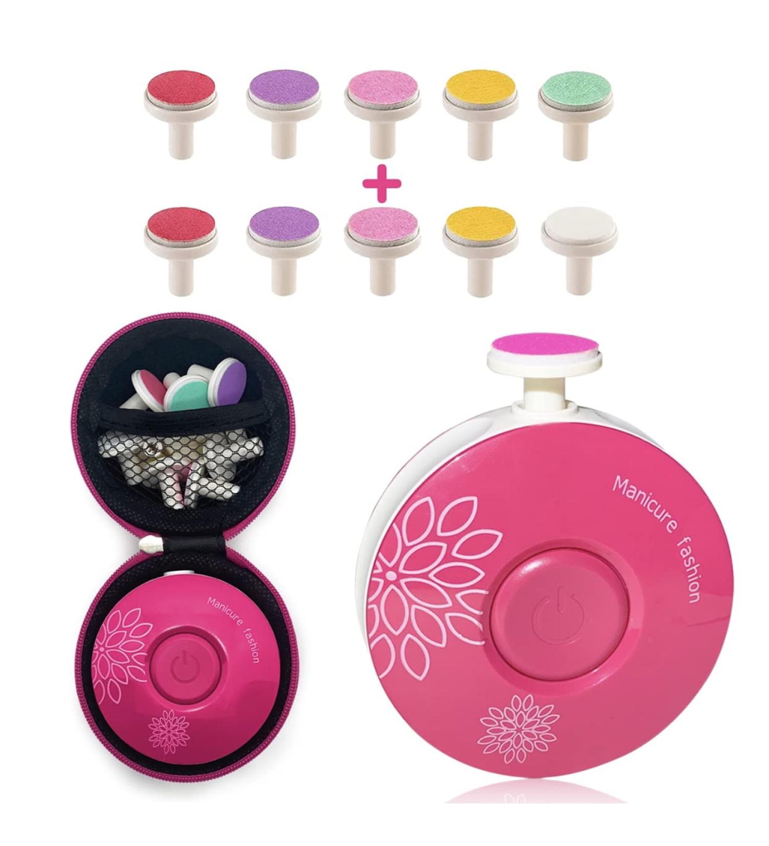 JAYL Electric Baby Nail Trimmer - 10 Grinding Pads for Infants, Toddlers & Adults - Bright Pink Round Design - Buy Online on GoSupps.com