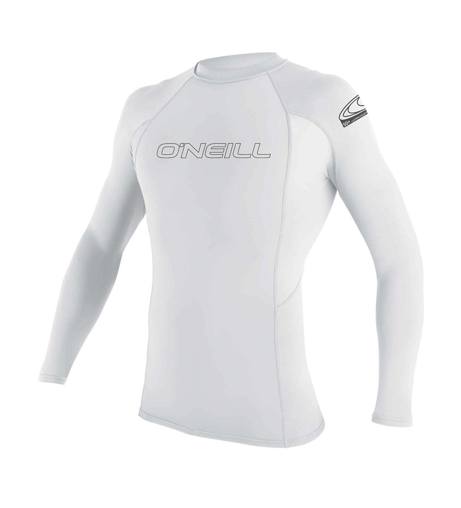 O'Neill Men's Basic Skins UPF 50+ Long Sleeve Rash Guard - White, Size S - Buy Online on GoSupps.com