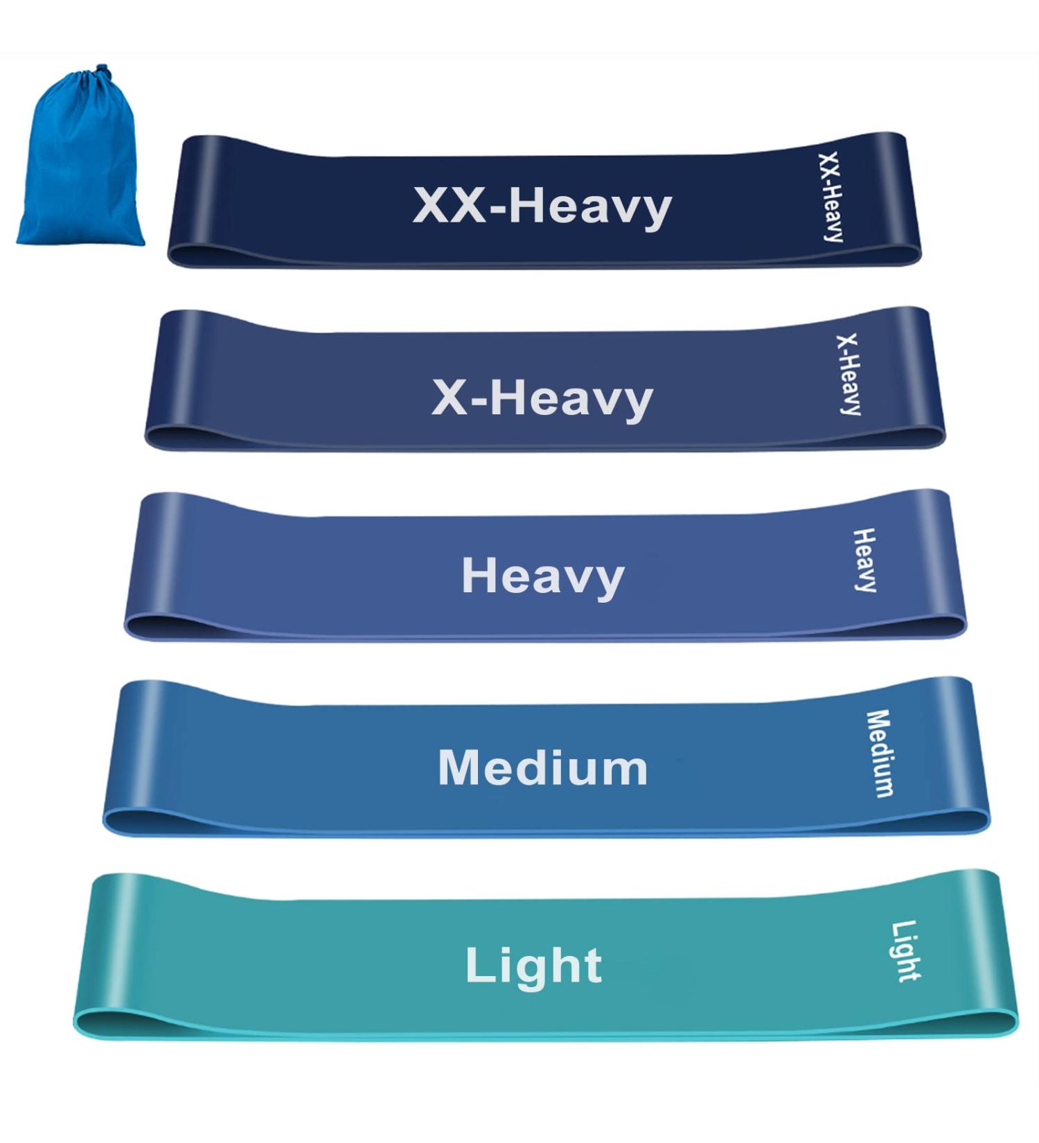 Resistance Bands 5 Pcs Natural Latex Exercise Bands Workout Bands with 5 Resistance Levels for Workouts Pilates Physiotherapy Stretching Yoga Home Gym - Carry Bag Included Blue - Buy Online on GoSupps.com