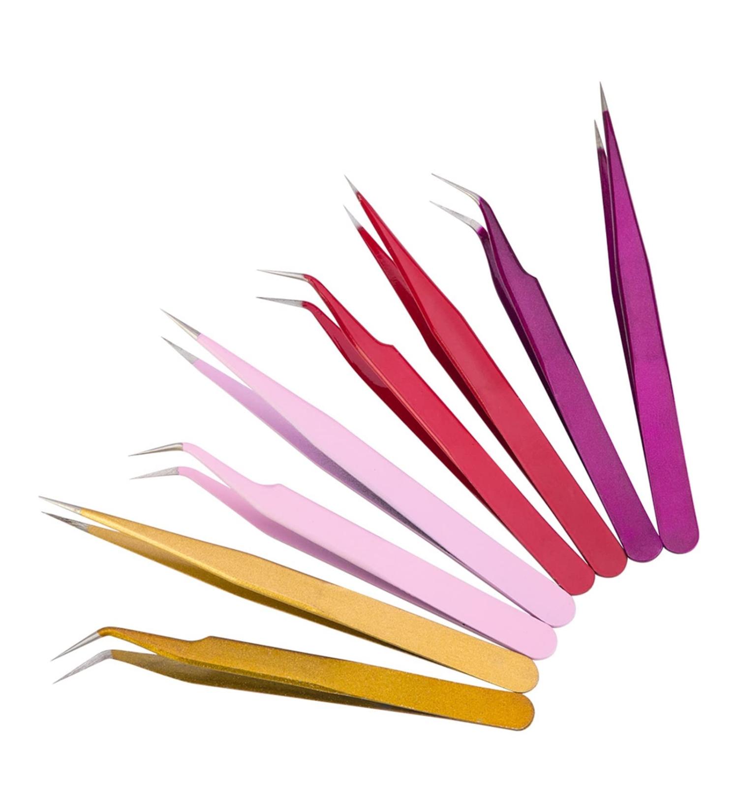 Precision Tweezers Set - Stainless Steel Eyebrow & Eyelash Extension Tools | Ultimate Makeup Kit for Precision Grooming - Buy Online on GoSupps.com
