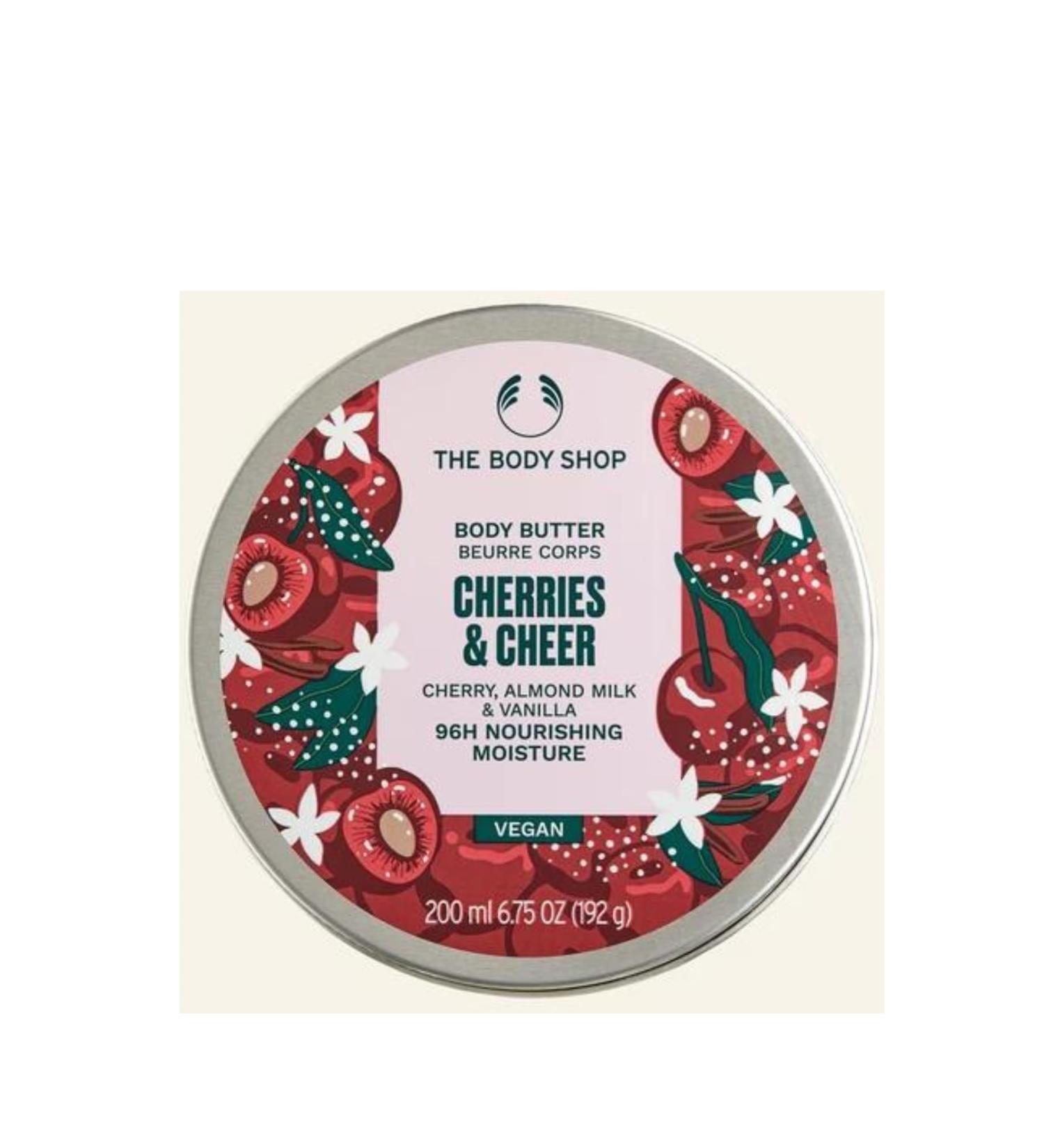 The Body Shop Cherries & Cheer - Cherry Almond Milk & Vanilla 200ml Body Butter - Vegan - Buy Online on GoSupps.com