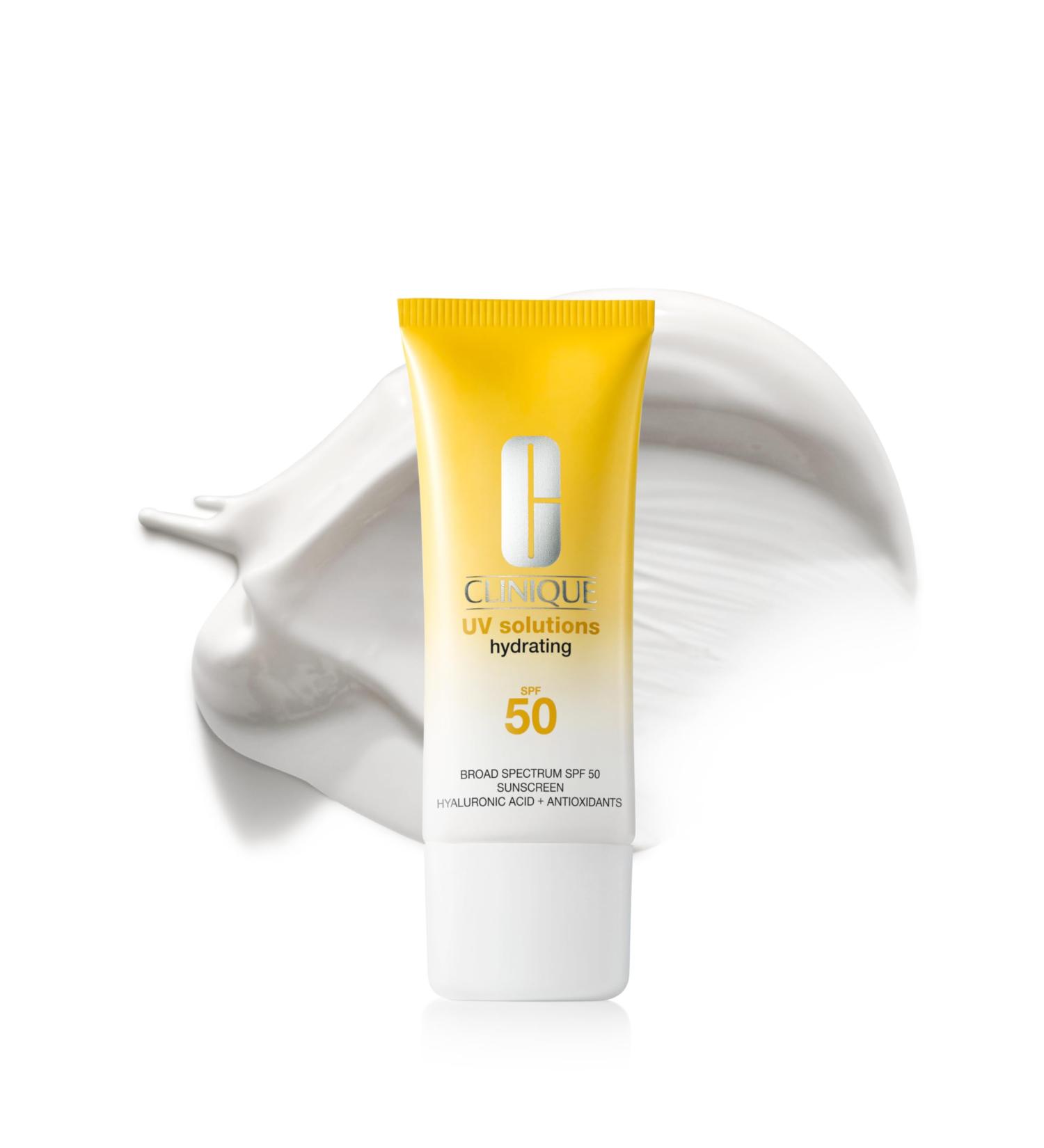 Clinique UV Solutions Sunscreen Broad Spectrum SPF 50 With Antioxidants | In Mattifying & Hydrating Formulas | No White Cast | Safe For Sensitive Skin 1.3 Fl Oz Hydrating With Hyaluronic Acid - Buy Online on GoSupps.com