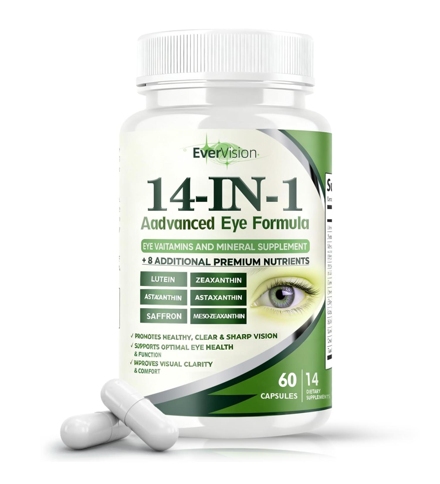 Evervision 14 in 1 Advanced Eye Formula Eye Vitamin and Mineral Supplement 60 Capsules (1PCS) - Buy Online on GoSupps.com