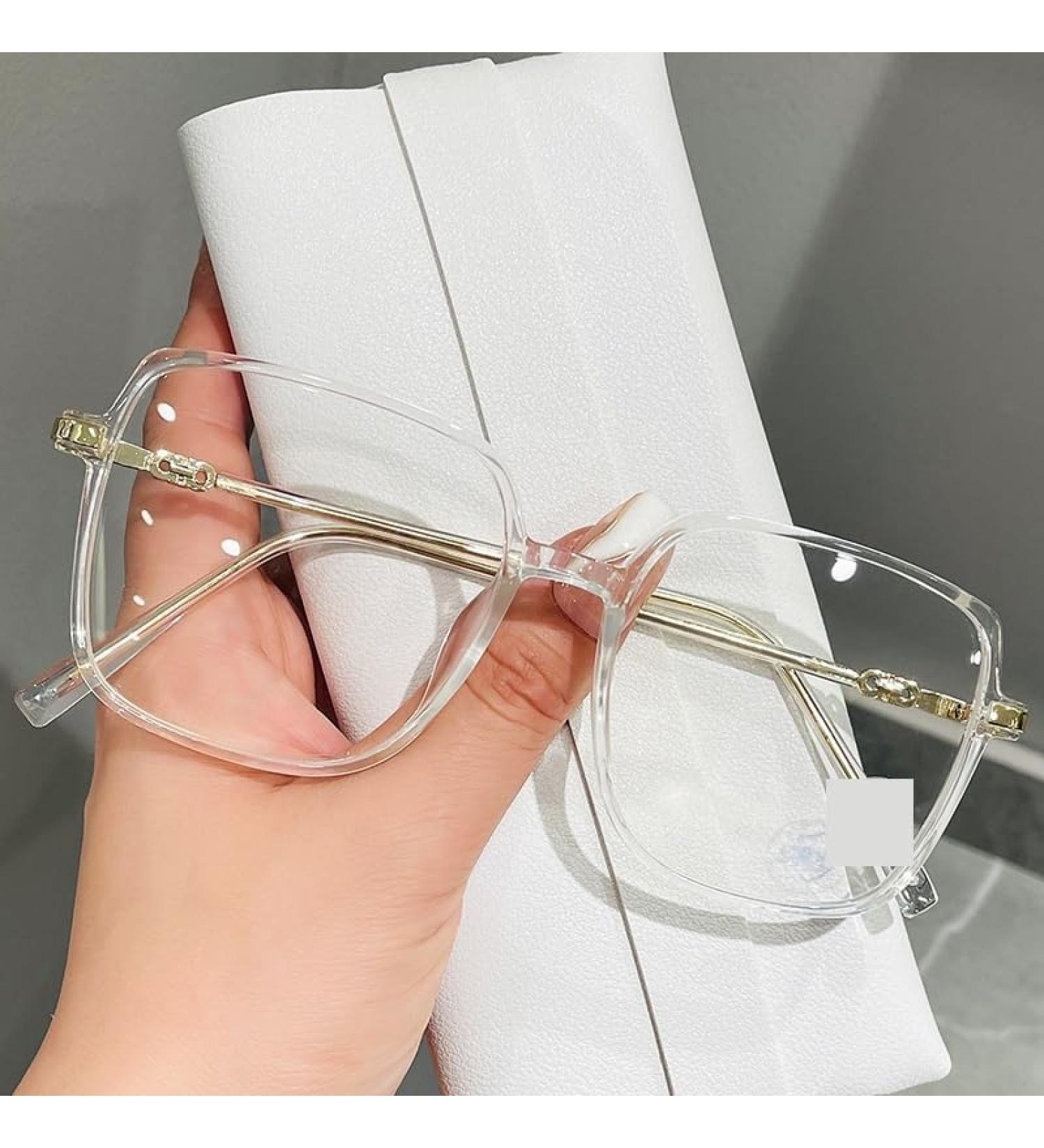 Fuqinqingoz Blue Light-Blocking Reading Glasses | Oversized Square Anti-Eye Light Mirror Glasses (+250 Transparent) - Buy Online on GoSupps.com