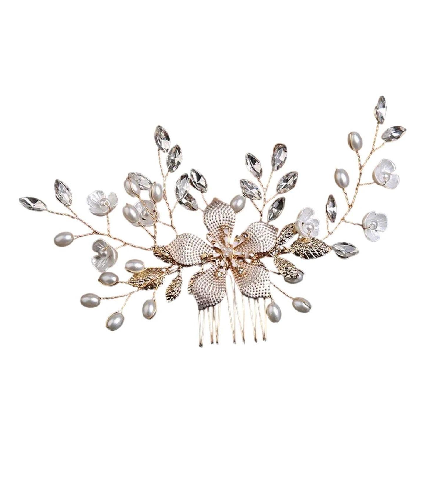 New 2025 Hair Combs Wedding Hair Clips Fashion Crystal Flower Headdress Hairpin For Diadem Pearls Headpiece Barrettes New For Jewelry Fashion Accessories Creative Gift - Buy Online on GoSupps.com